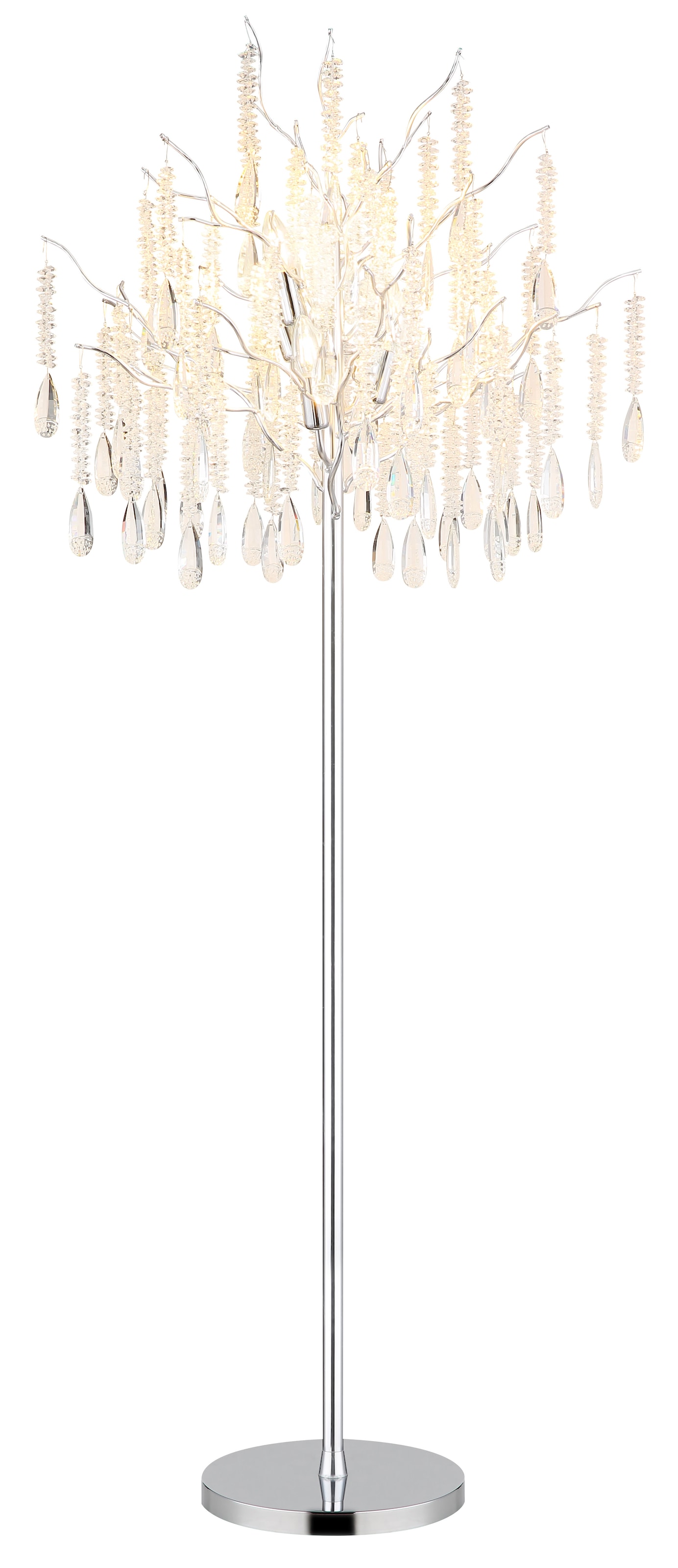 GLOBO LIGHTING Stehlampe »KINGA« E14 1 Stk. Stilvolle Stehleuchte mit Fußschalter und Kristallen