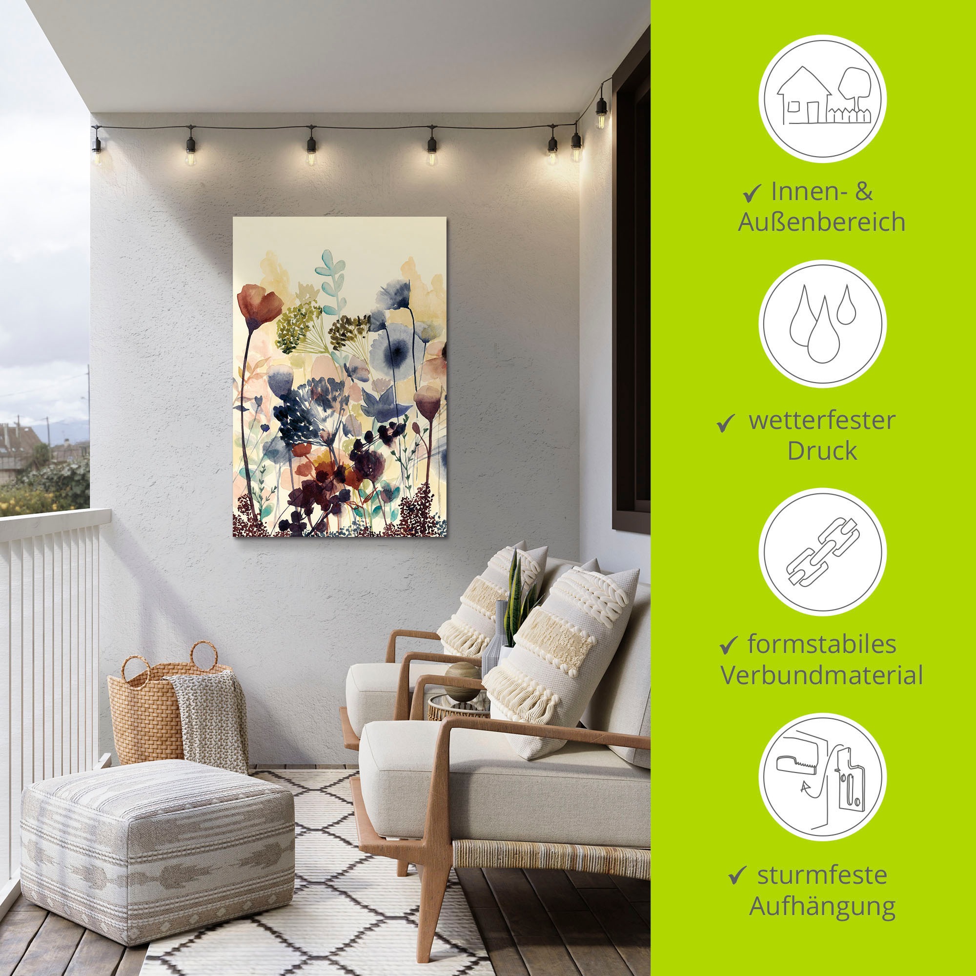 Artland Wandbild »Sonnengetrocknete Blüten I«, Blumenwiese, (1 St.), als Alubild, Outdoorbild, Leinwandbild, Poster, Wandaufkleber