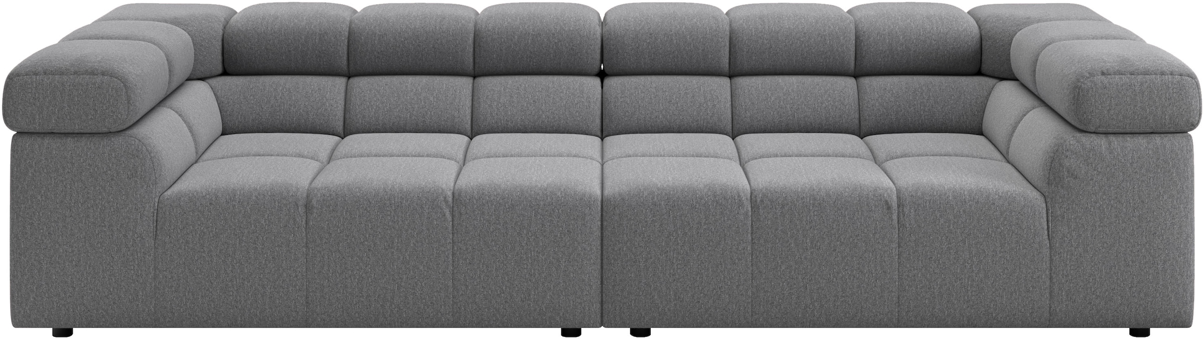 Home affaire Big-Sofa "Ancona modern, elegant, bequem, viel Platz, B/T/H: 290/110/70 cm" auffällige Steppung, inkl. 2 Zierkissen und verstellbaren Kopfstützen