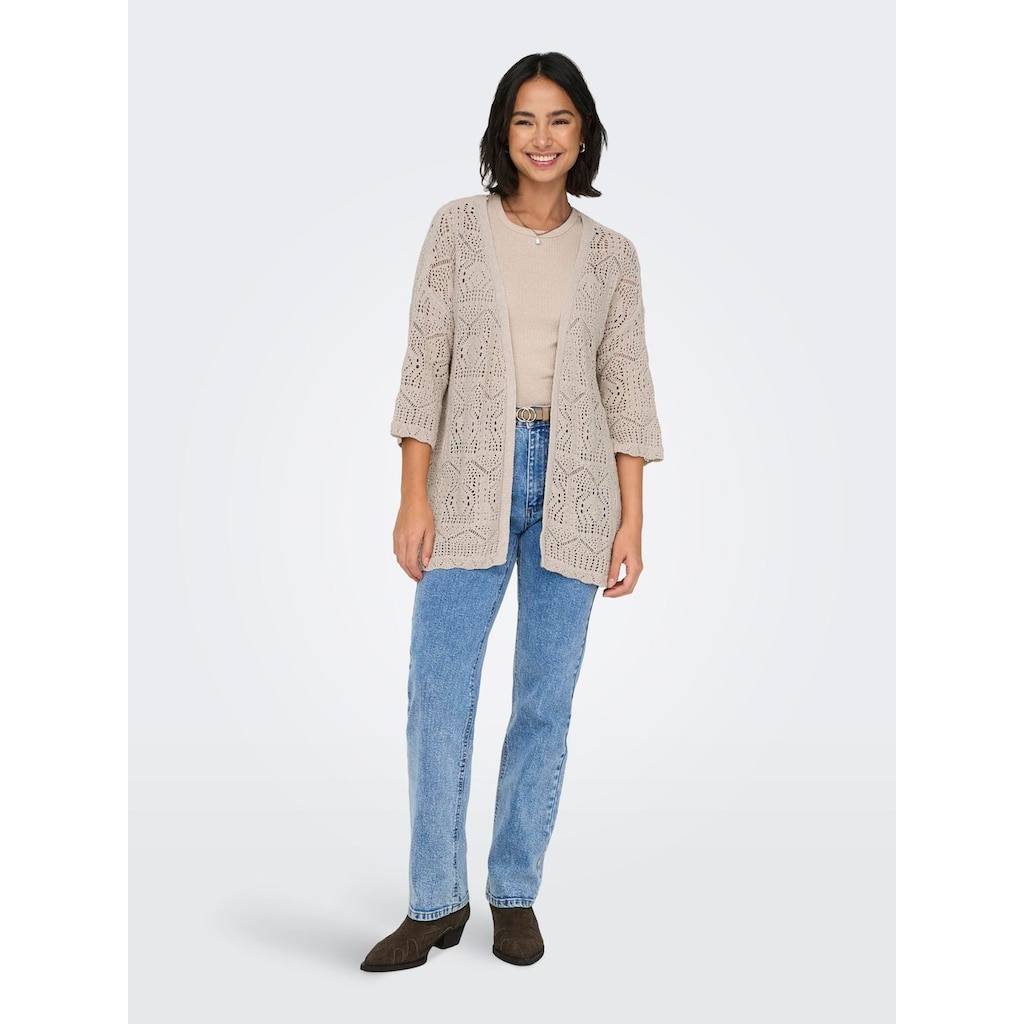 ONLY Strickjacke »ONLBEACH 7/8 LONG CARDIGAN KNT«, mit Spitzen-Detail