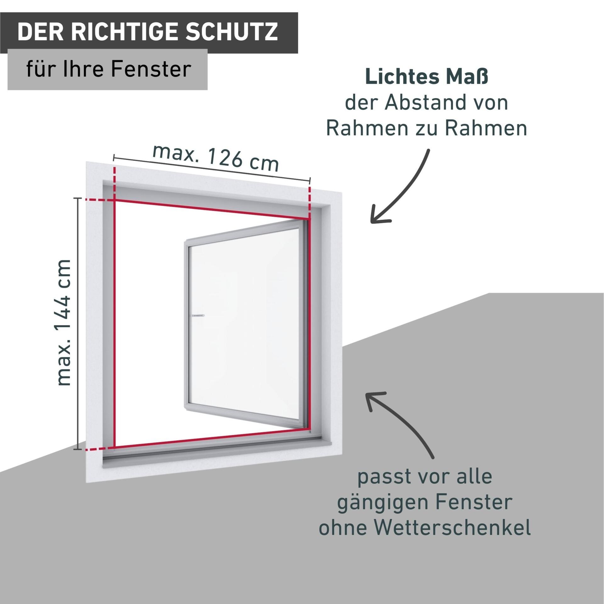 Windhager Insektenschutz-Fensterrahmen »Plus, aus Fiberglasgewebe mit Alurahmen, Fliegengitter Rahmenfenster« Fliegengitter in weiß, anthrazit erhältlich, 130x150cm, ohne bohren