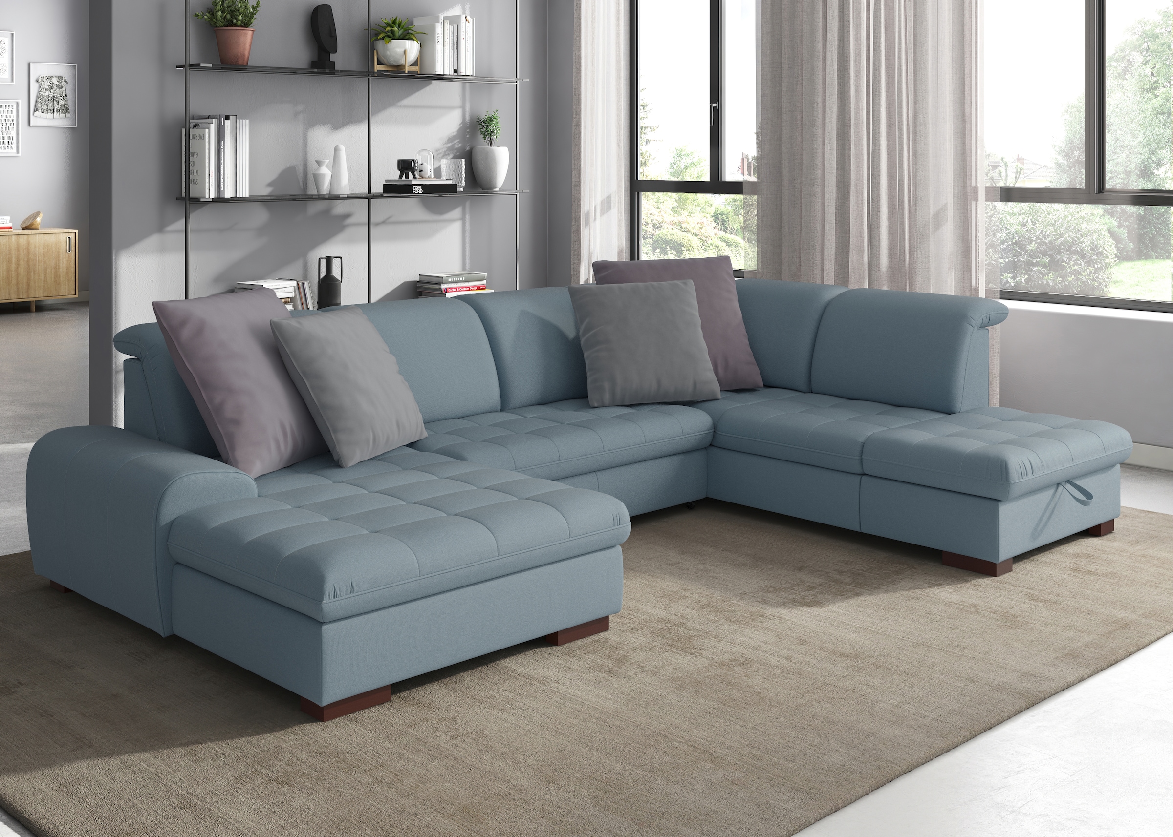 sit&more Wohnlandschaft "Luxor U-Form" wahlweise mit Schlaffunktion, Bettkasten und Kopfteilverstellung