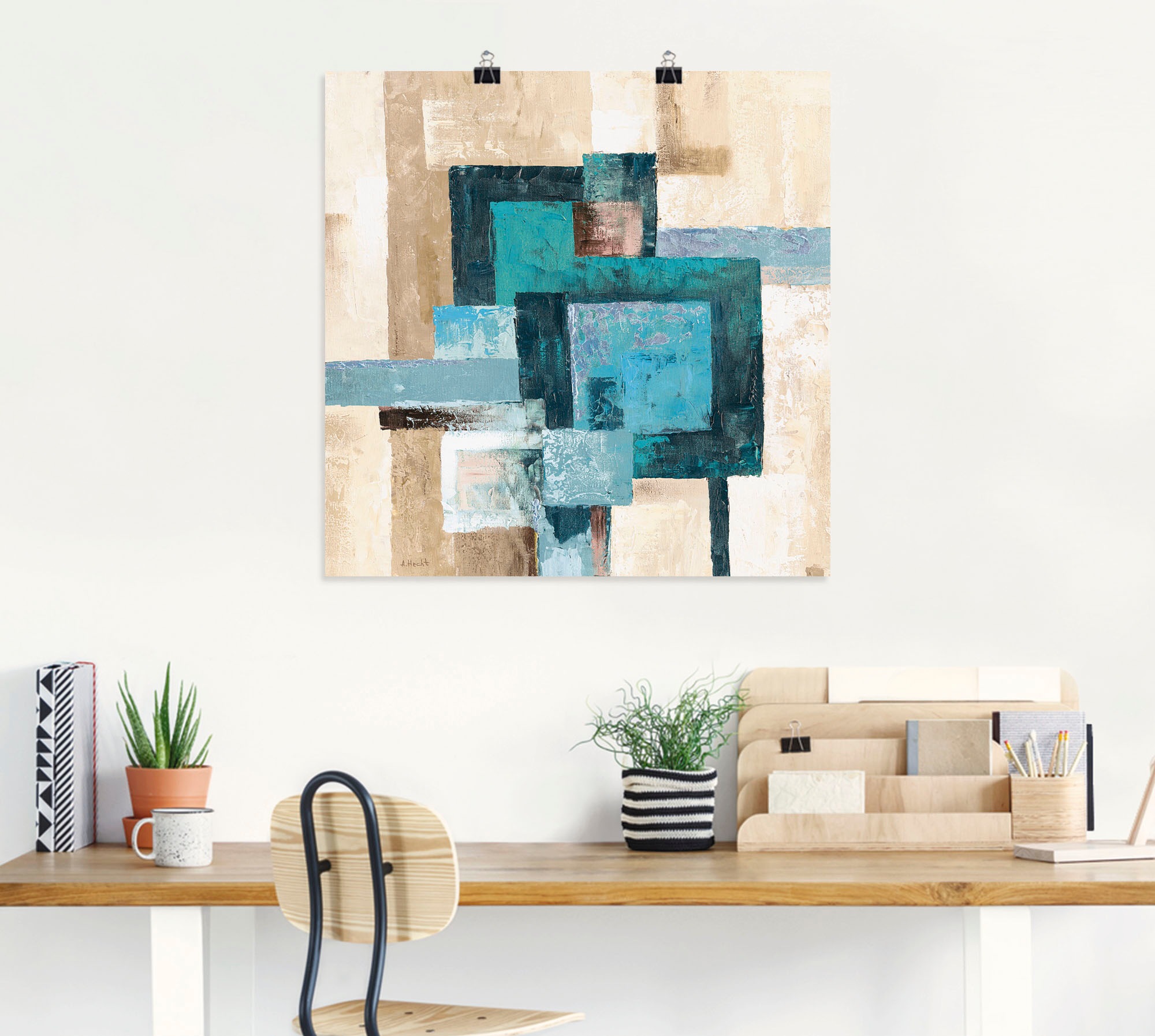 Artland Wandbild "Abstrakte Karos", Muster, (1 St.), als Leinwandbild, Post günstig online kaufen
