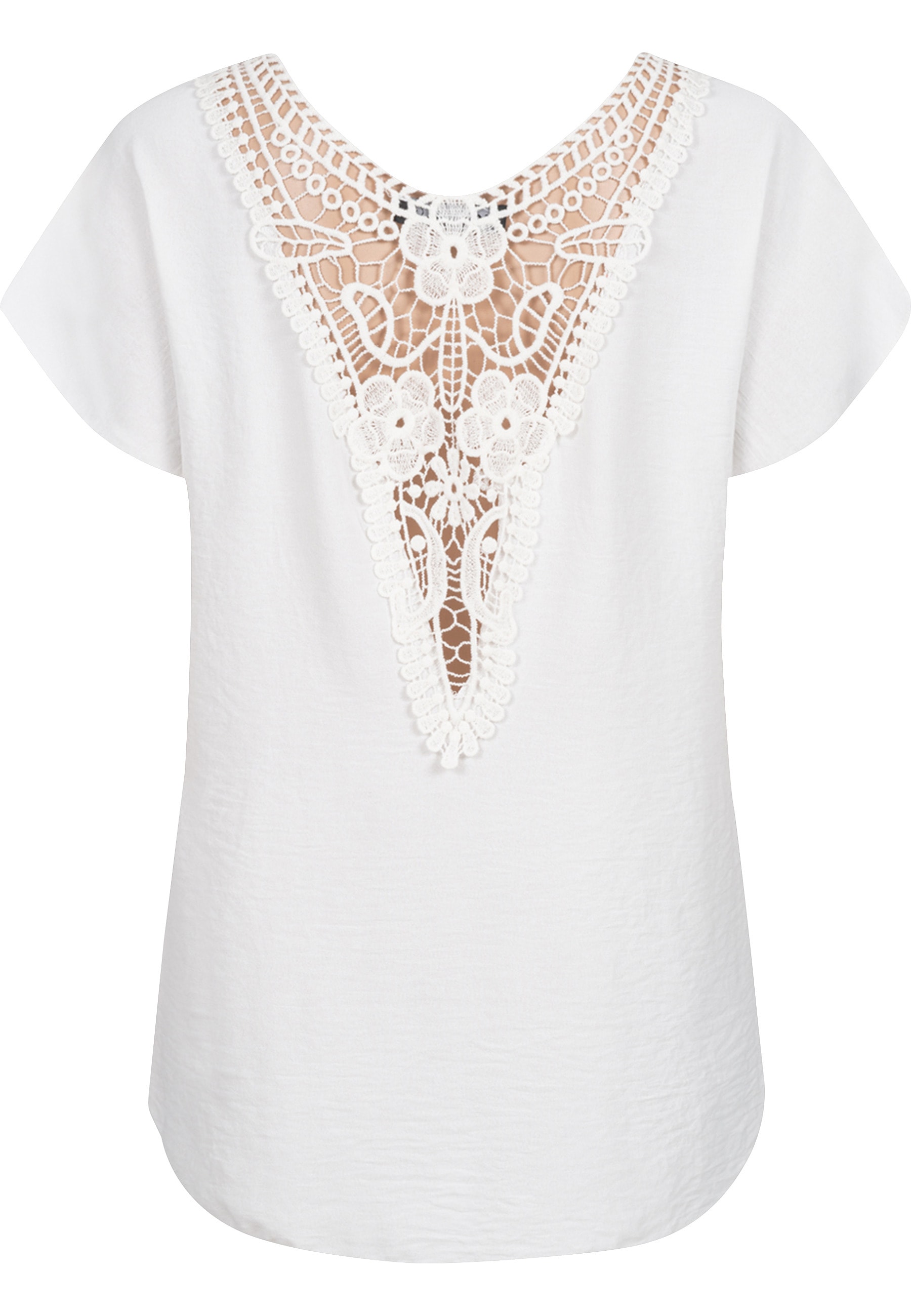 CLOUD 5IVE T-Shirt "CLOUD 5IVE Cloud5ive Damen Musselin Top mit Spitzenbesa günstig online kaufen