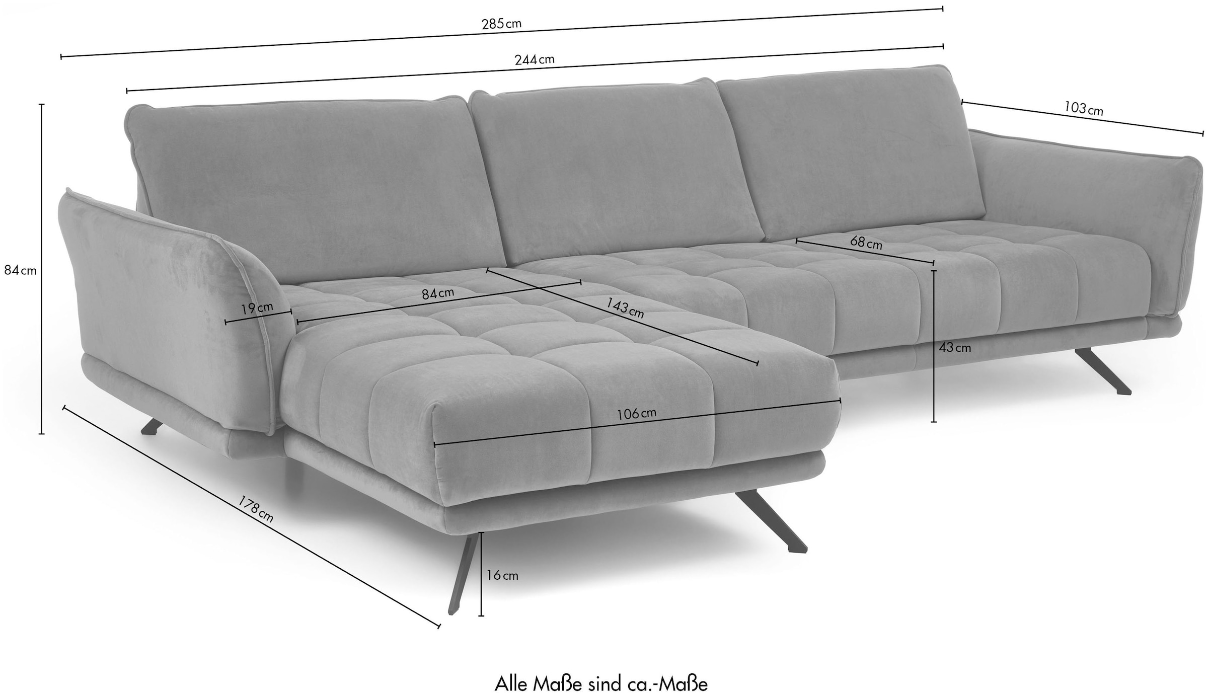 Die PlanBar Ecksofa »MP-IN20041 L-Form«, optional Sitztiefenverstellung und Kopfstützen