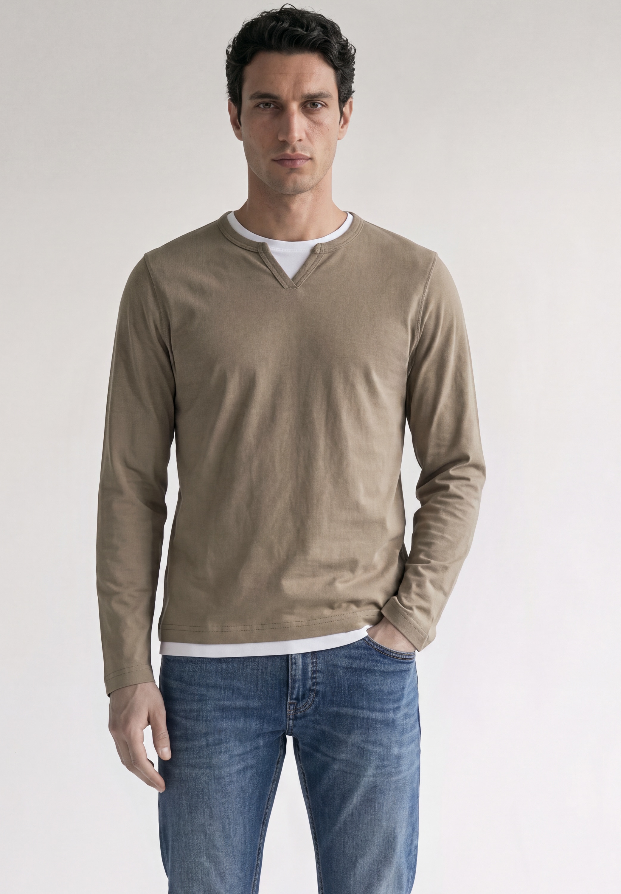 STREET ONE MEN Langarmshirt aus reiner Baumwolle