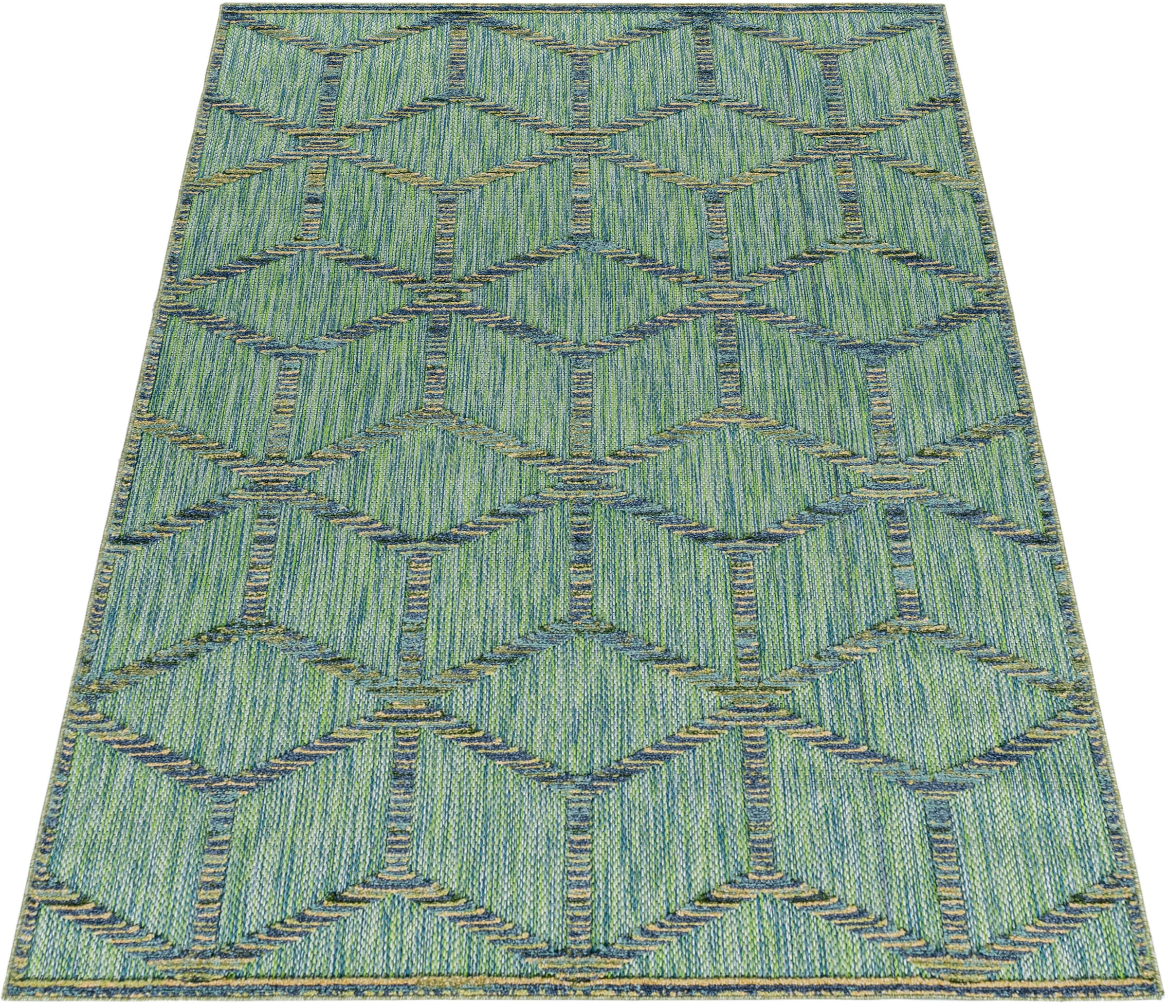 Ayyildiz Teppiche Teppich »BAHAMA 5151« rechteckig 8 mm Höhe Läufer, Flachflor mit Hoch-Tief-Struktur, In-und Outdoor geeignet