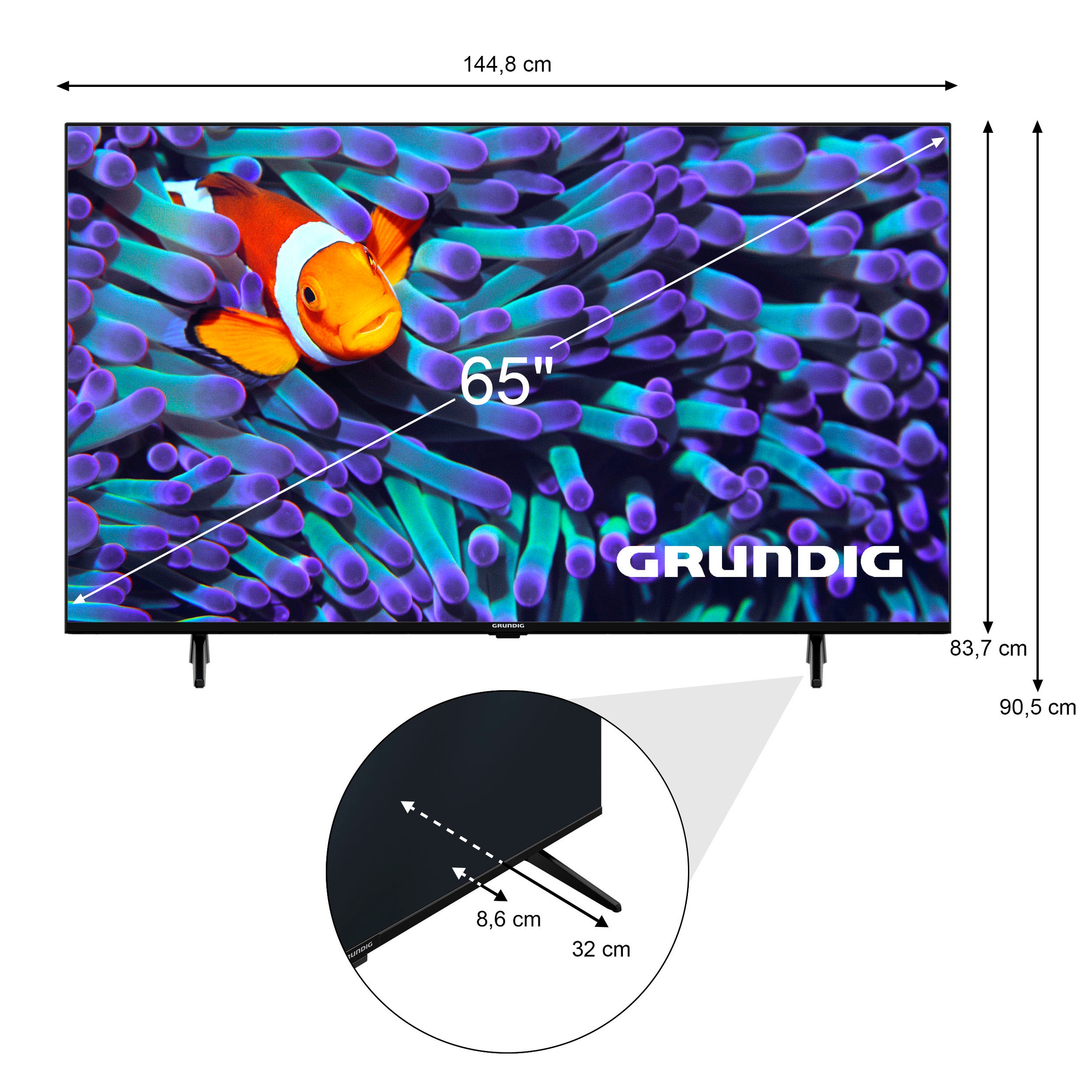 Grundig LED-Fernseher, 164 cm/65 Zoll, 4K Ultra HD, Android TV-Smart-TV