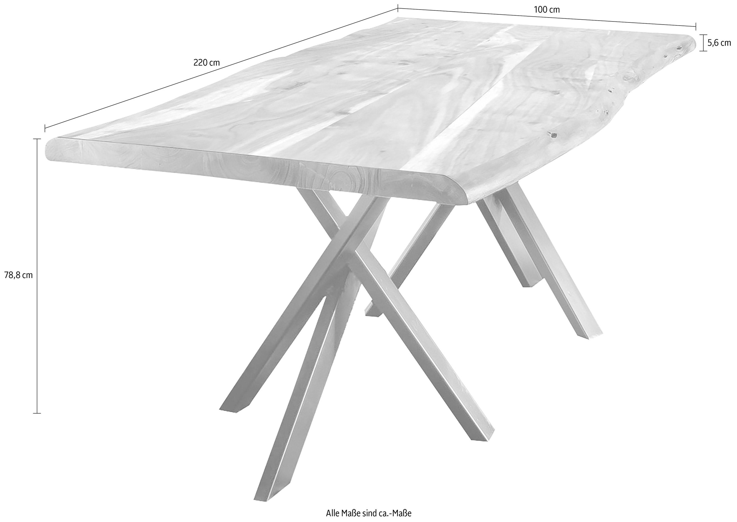 SIT Esstisch »Tables«, mit Baumkante und extravagantem Gestell aus Metall, Vintage