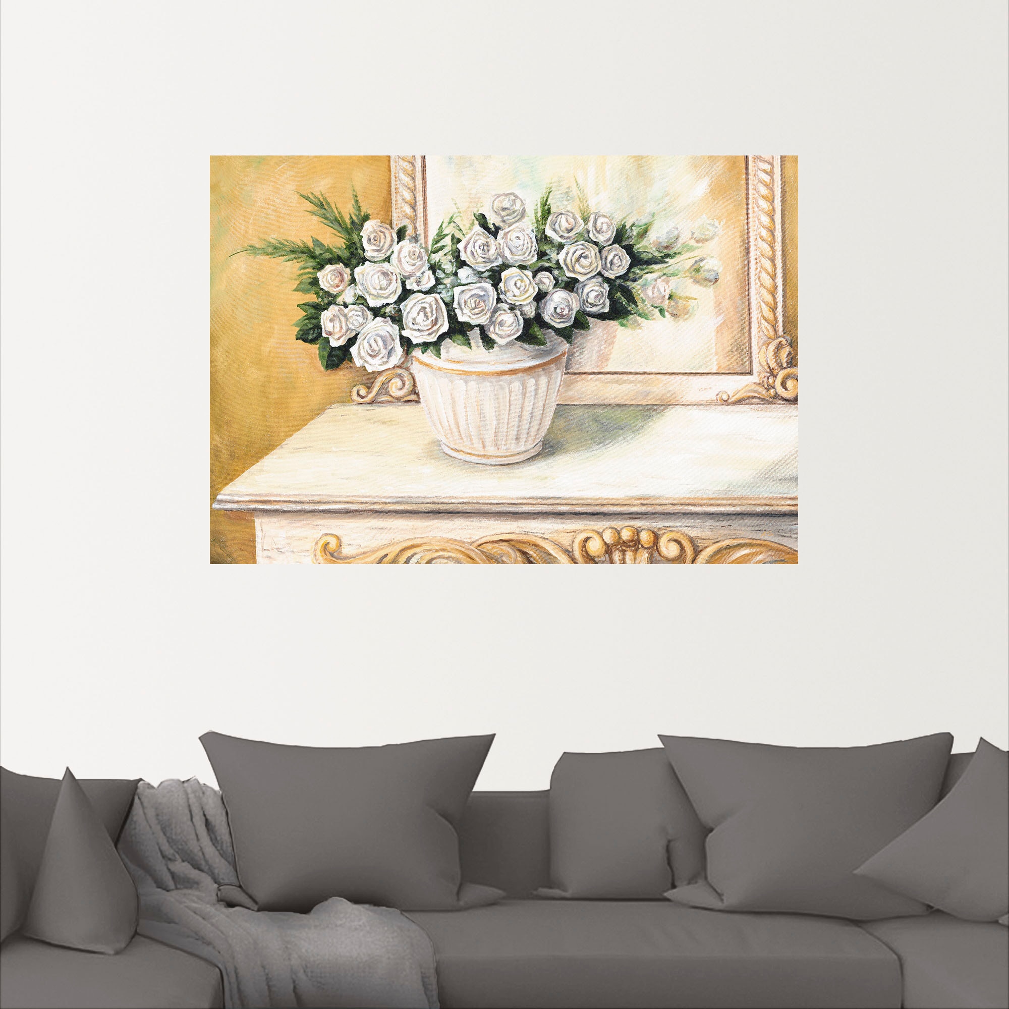 Artland Wandbild »Rosen auf Tisch I«, Blumen, (1 St.), als Alubild, Leinwandbild, Wandaufkleber oder Poster in versch. Größen