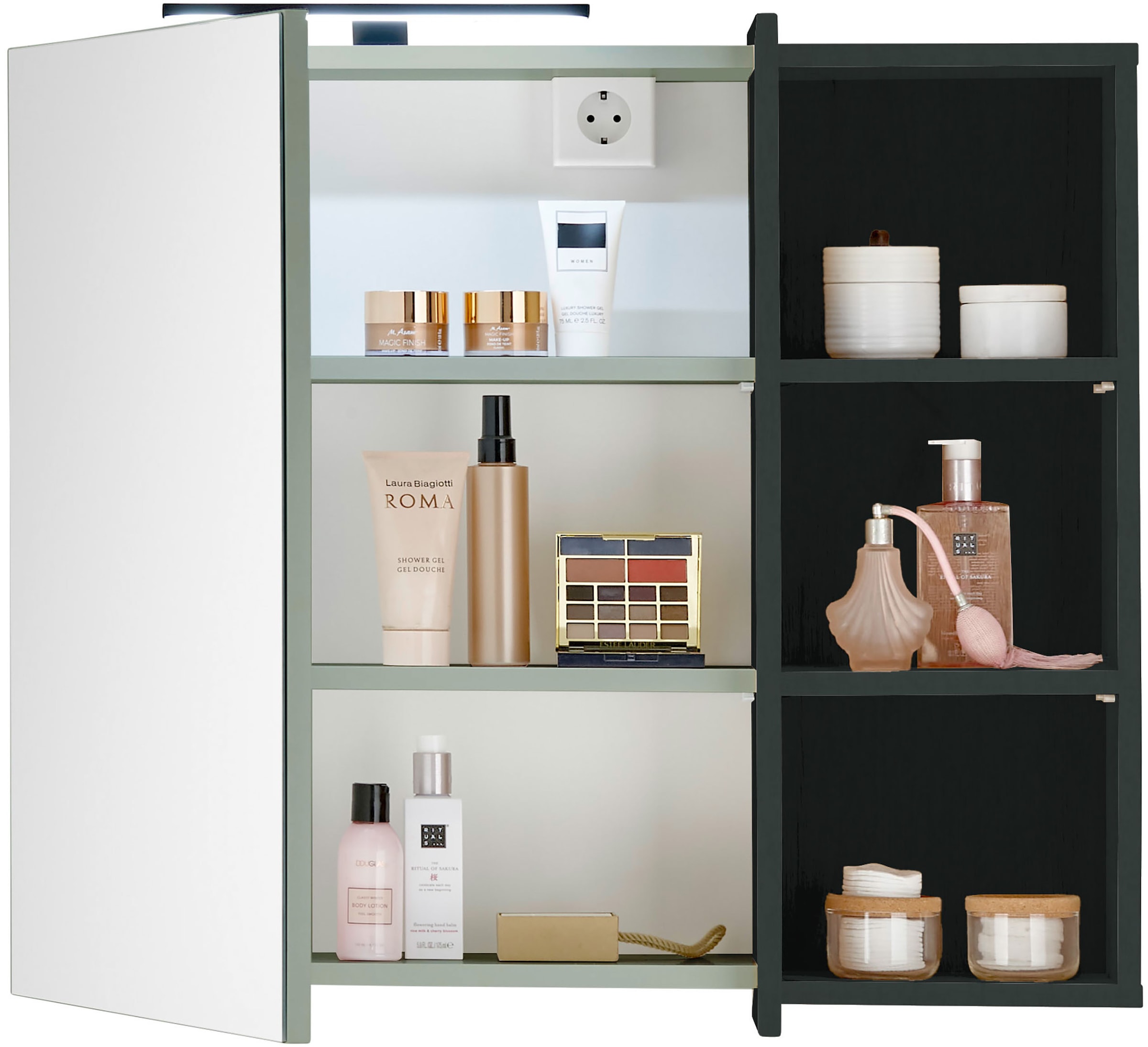 BASIC by Balculina Spiegelschrank »Palermo, BxHxT 80x72x22 cm« 1 Stk. tlg. Breite 60cm, Softclose, LED-Beleuchtung