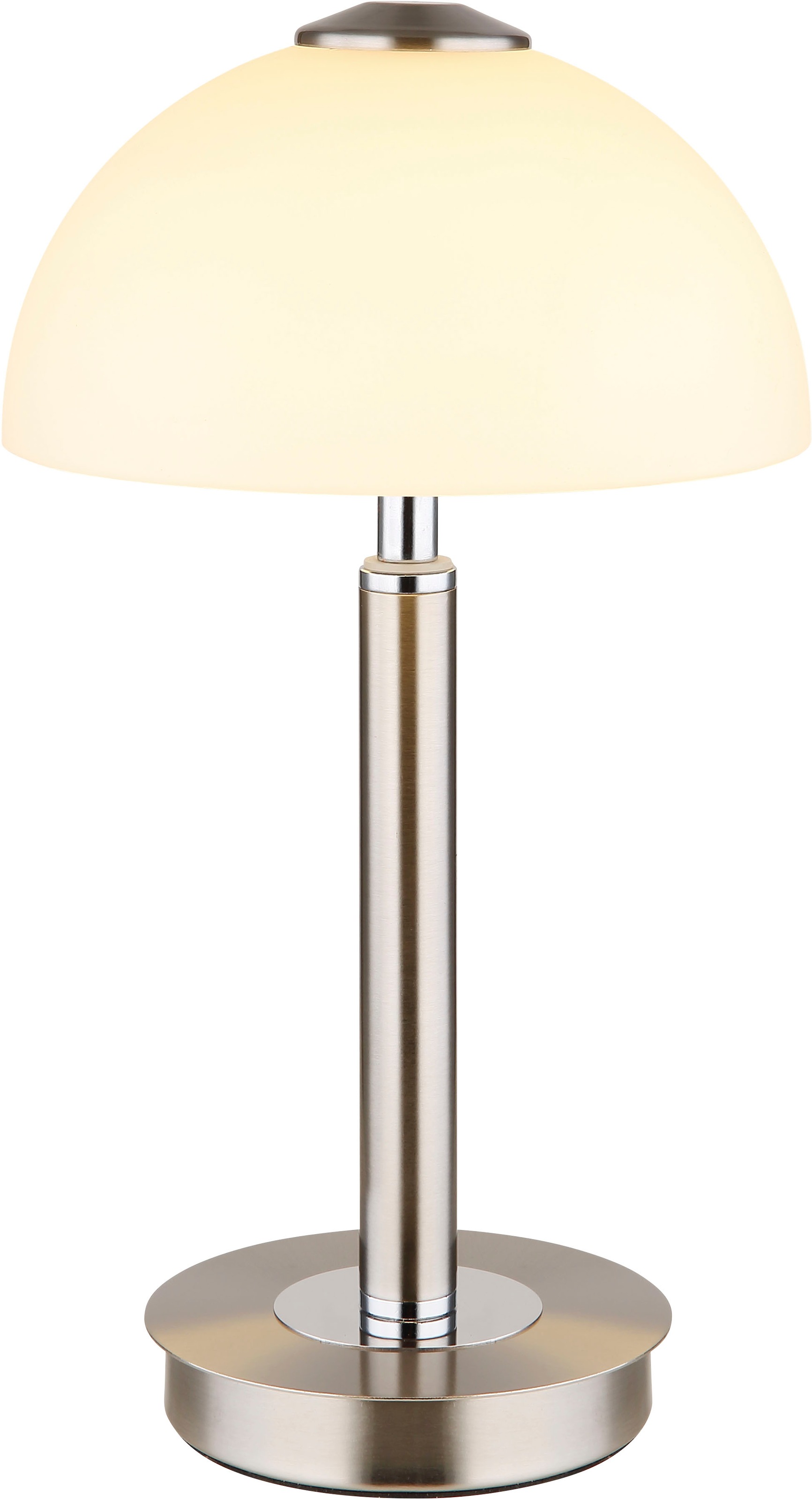 GLOBO LIGHTING Tischleuchte »ULDIN« LED-Modul 1 Stk. Warmweiß Tischleuchte Nickel/Chrom, Glas opal, Touchdimmer, LED 7W