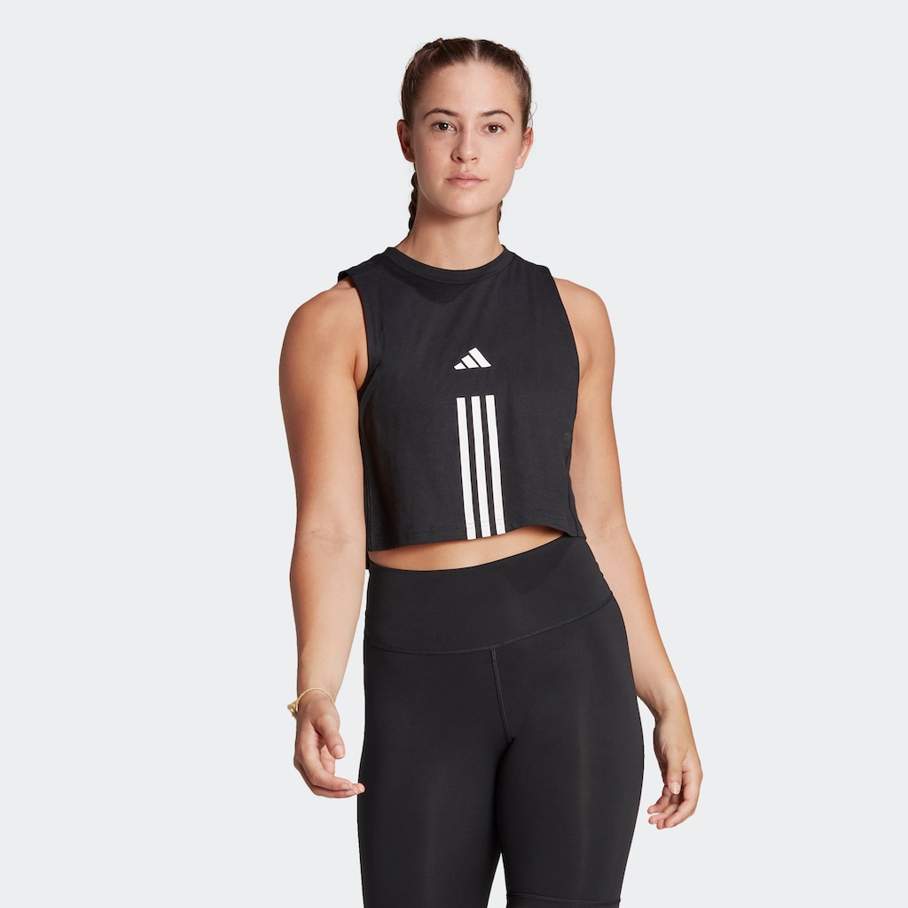 adidas Performance Tanktop »TRAIN ESSENTIALS TRAIN COTTON 3-STREIFEN CROP«