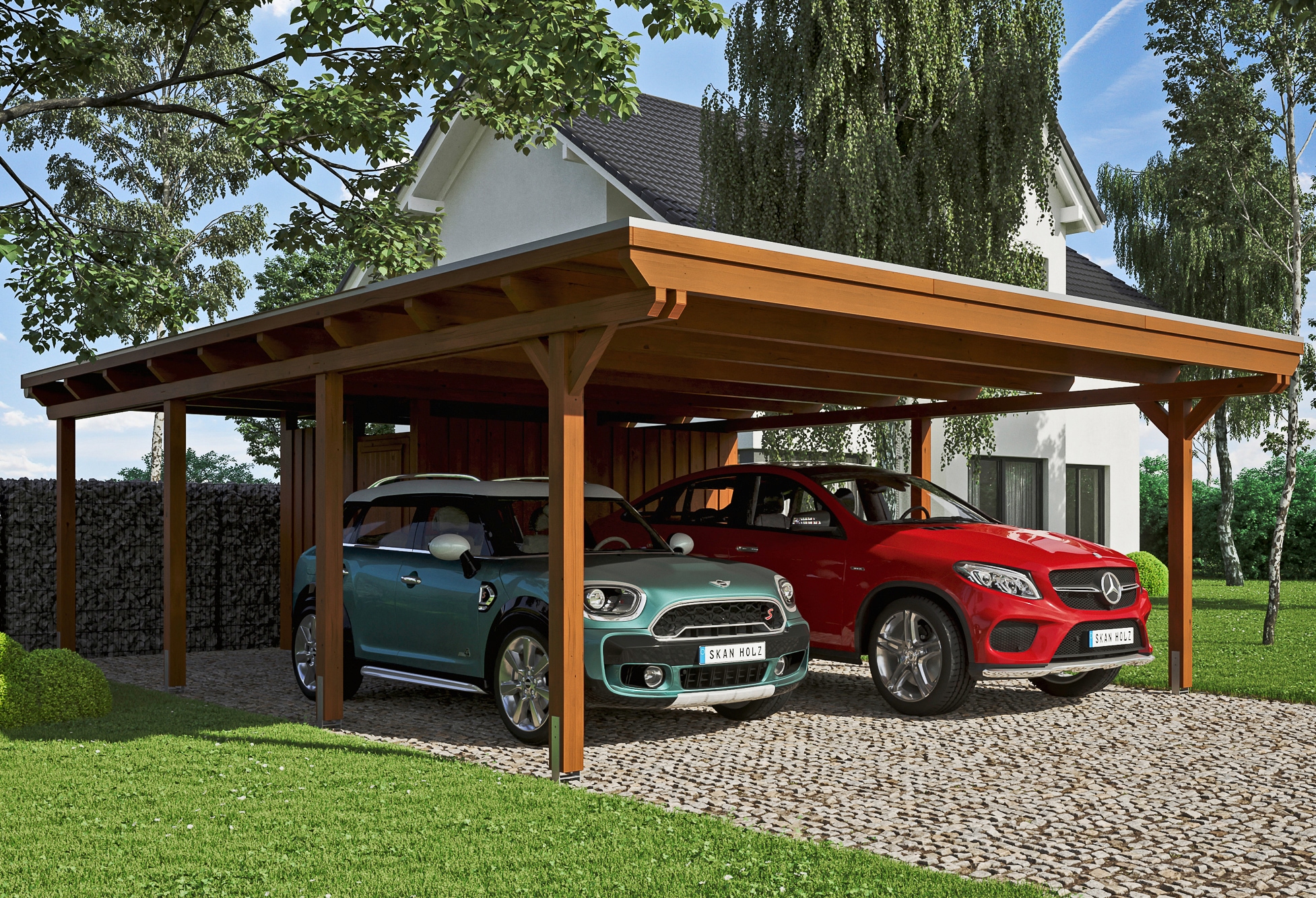 Skanholz Doppelcarport "Emsland" Leimholz 550 cm braun