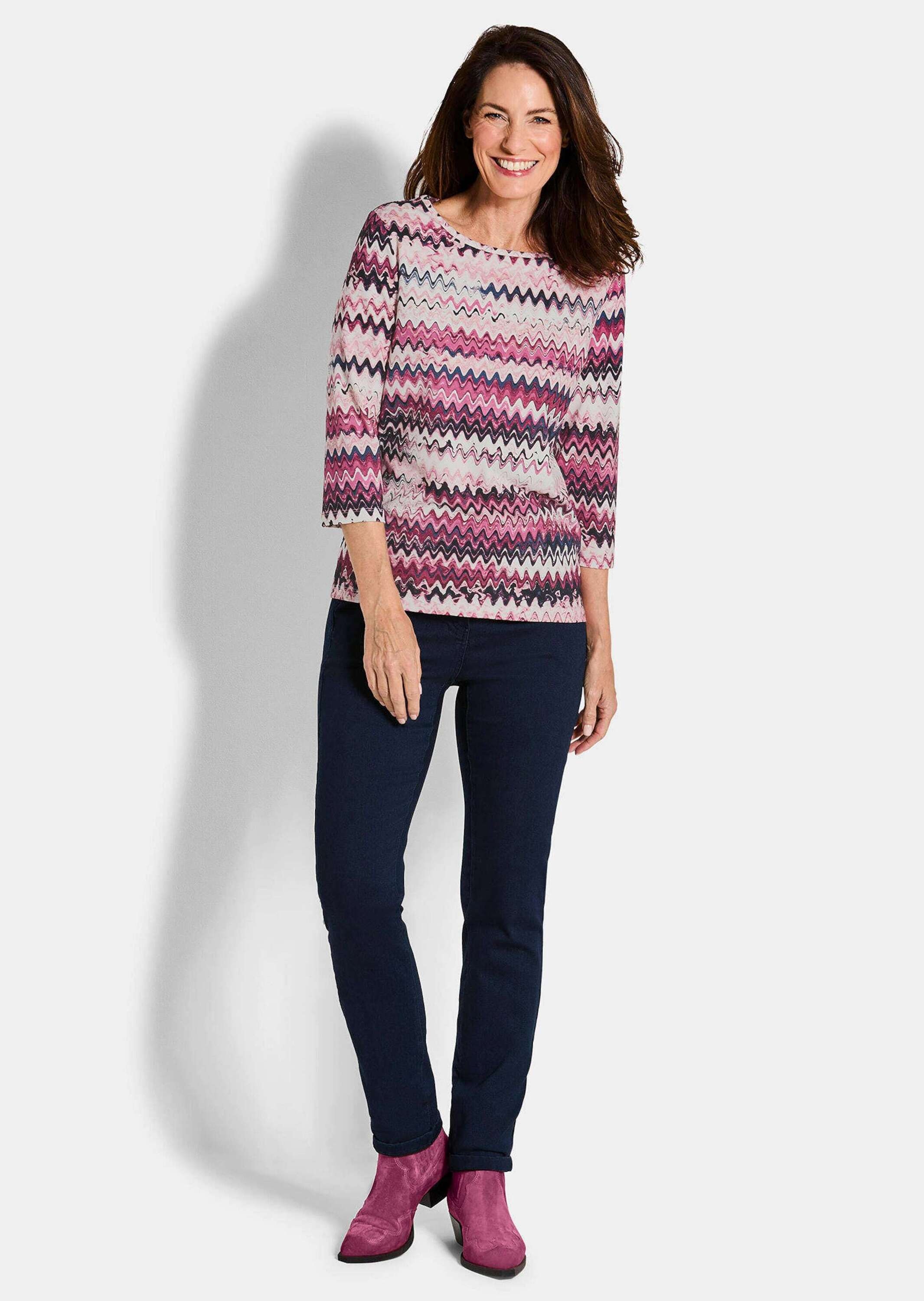 GOLDNER Print-Shirt "Halbarm-Viskosebluse, Zickzack-Design" günstig online kaufen