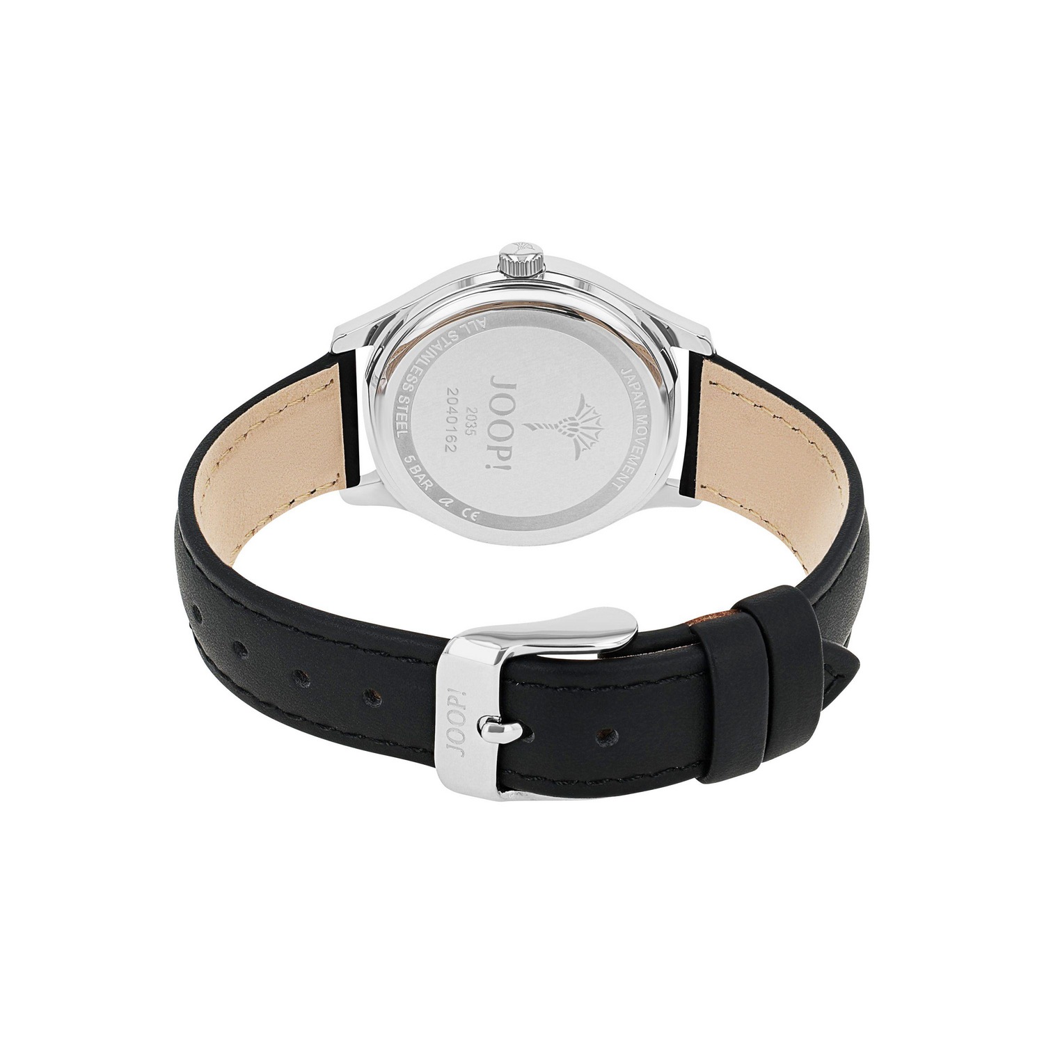 JOOP! Quarzuhr Armbanduhr, Damenuhr, Lederarmband, analog, Kristallsteine