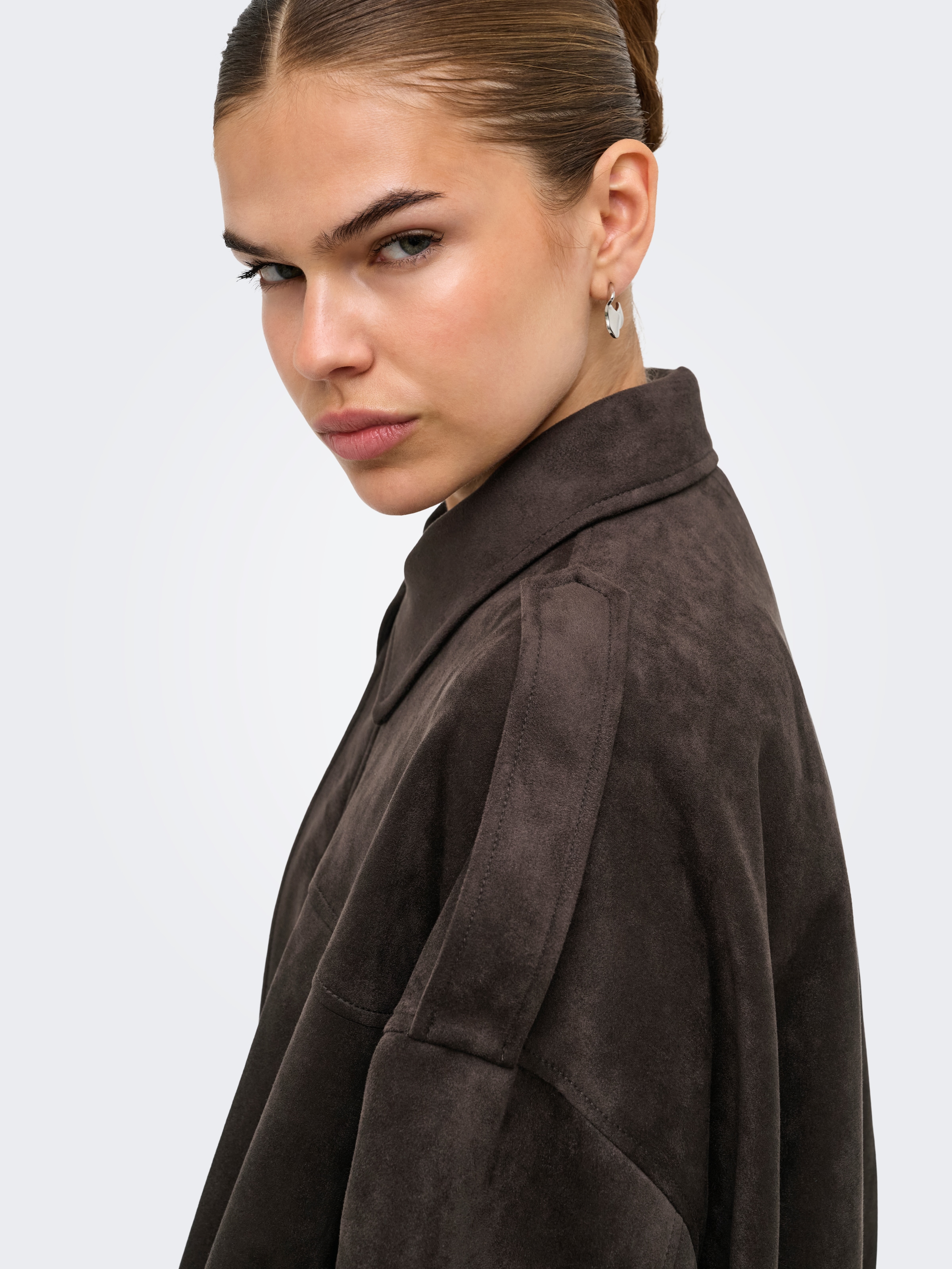 ONLY Blouson »ONLMOON-STINA FAUX SUEDE BOMBER PNT NOOS« Materialmix, Wildlederimitat