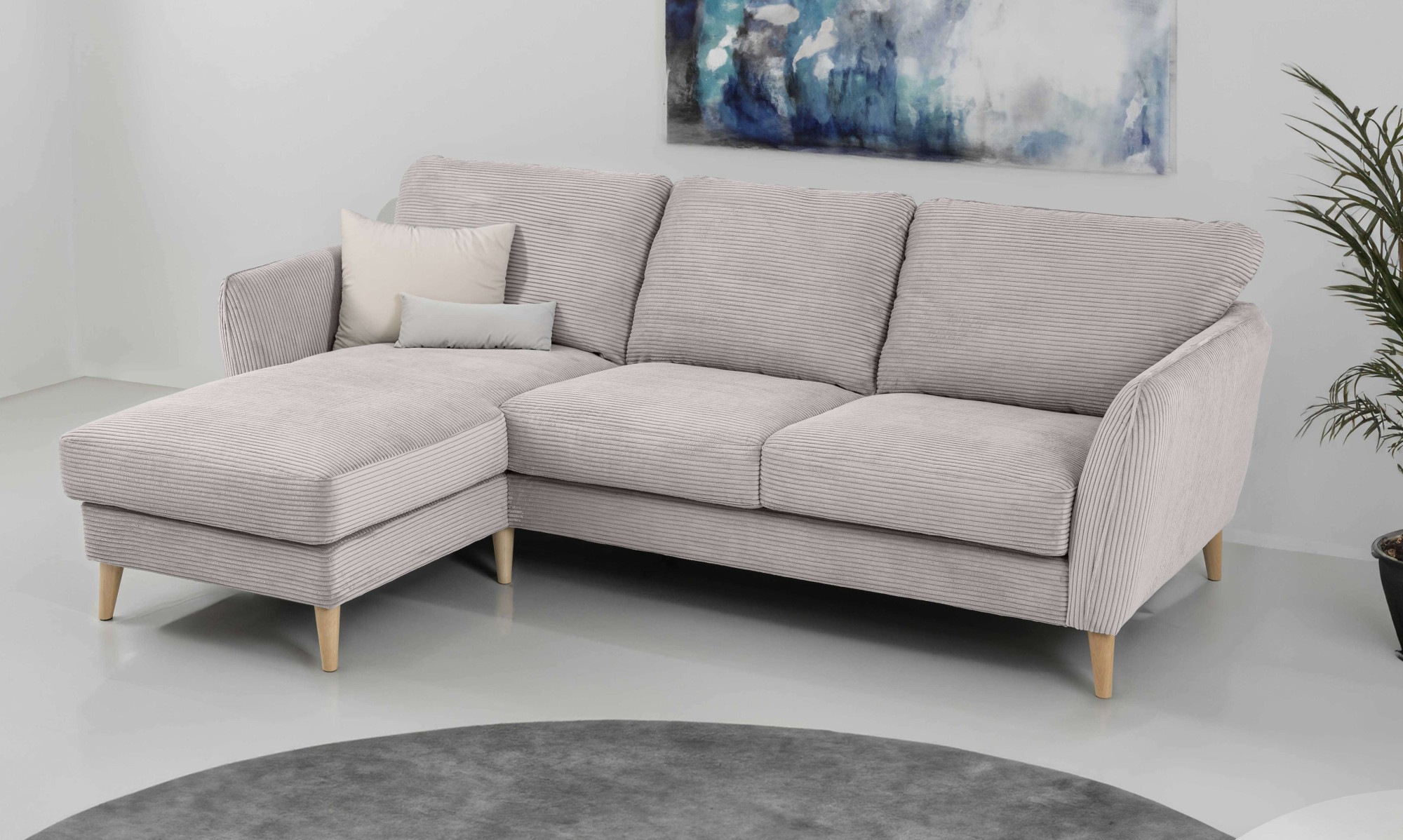 OTTO home Ecksofa "MARSEILLE (242/152cm),L-Form, Rec. rechts/links" Massivholzbeine aus Eiche, in verschieden Bezügen und Farbvarianten