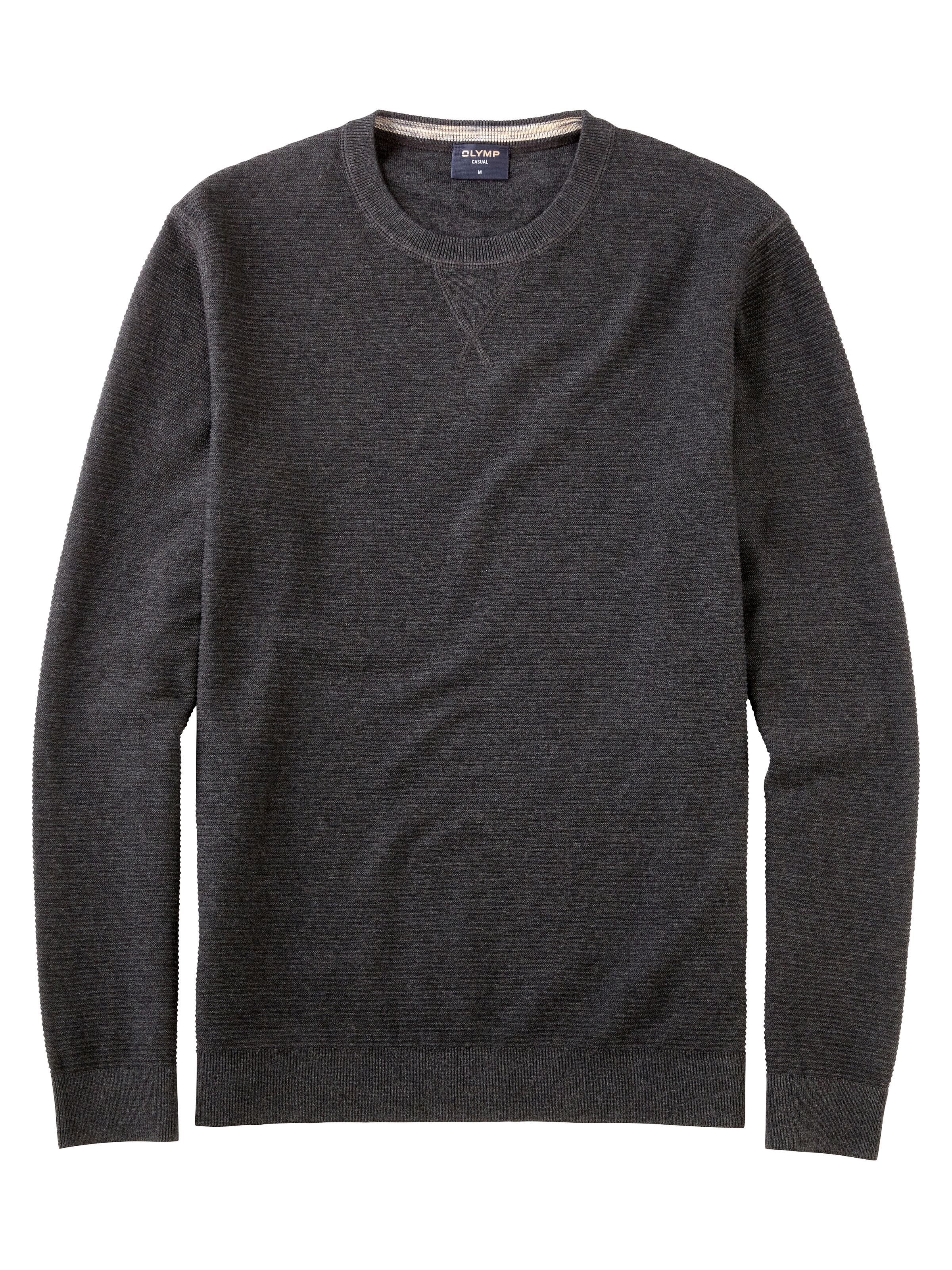OLYMP Rundhalspullover "OLYMP Strick Casual" mit modischem Strukturmuster günstig online kaufen