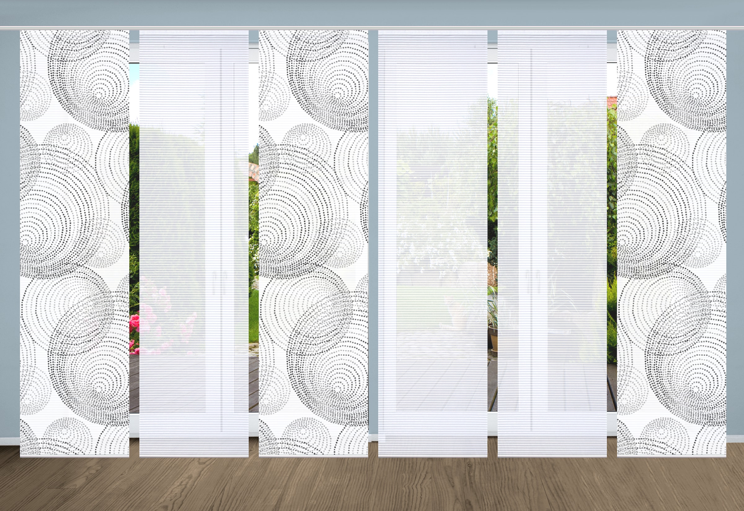 HOME in green Schiebegardine "SPIRO" Paneelwagen 6 Stk. tlg. SET DIGITALDRUCK,BAMBUSOPTIK RECYCELT