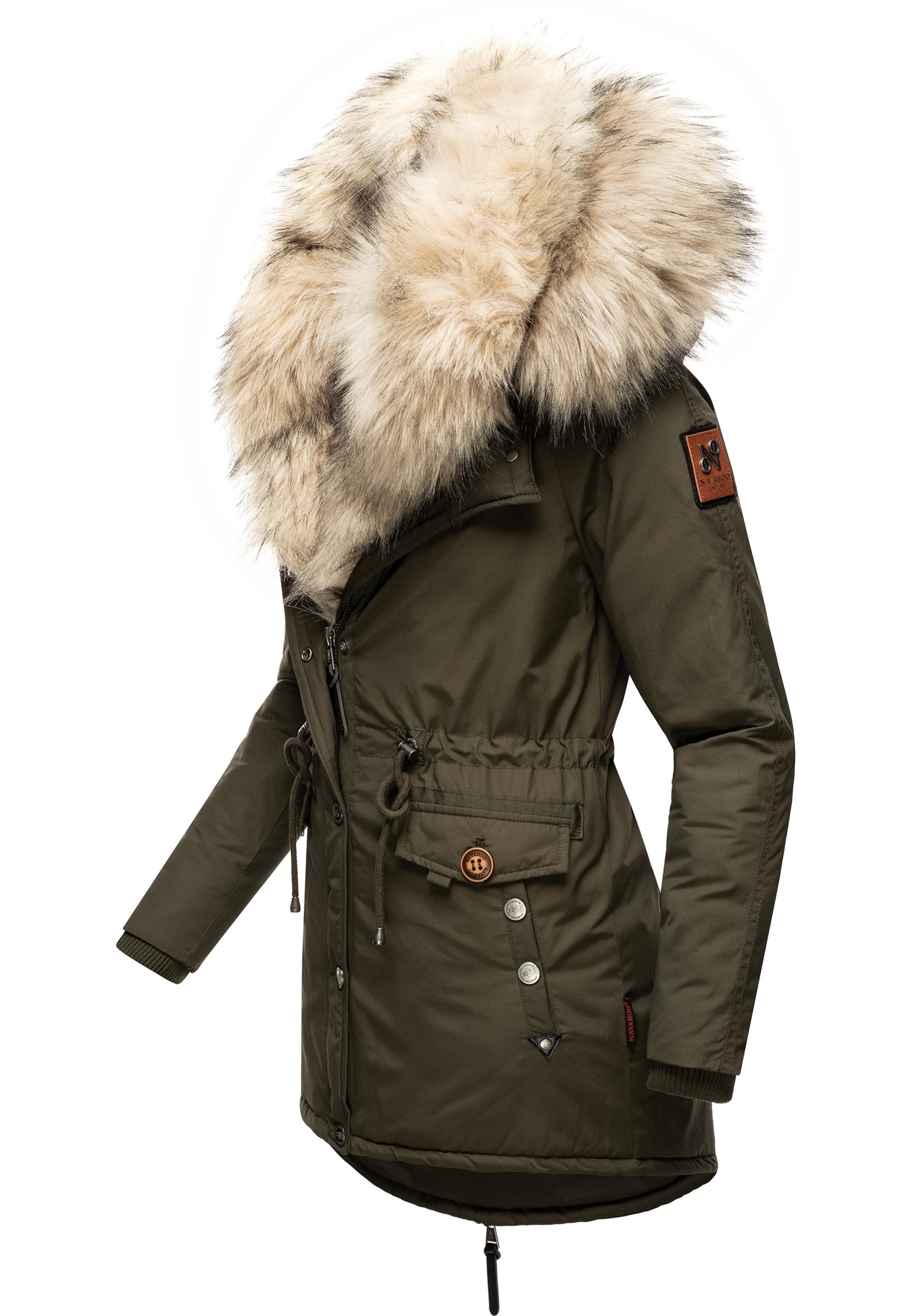 Navahoo Wintermantel »Sweety«, Winterparka mit 2 Kunstpelz-Kapuzen