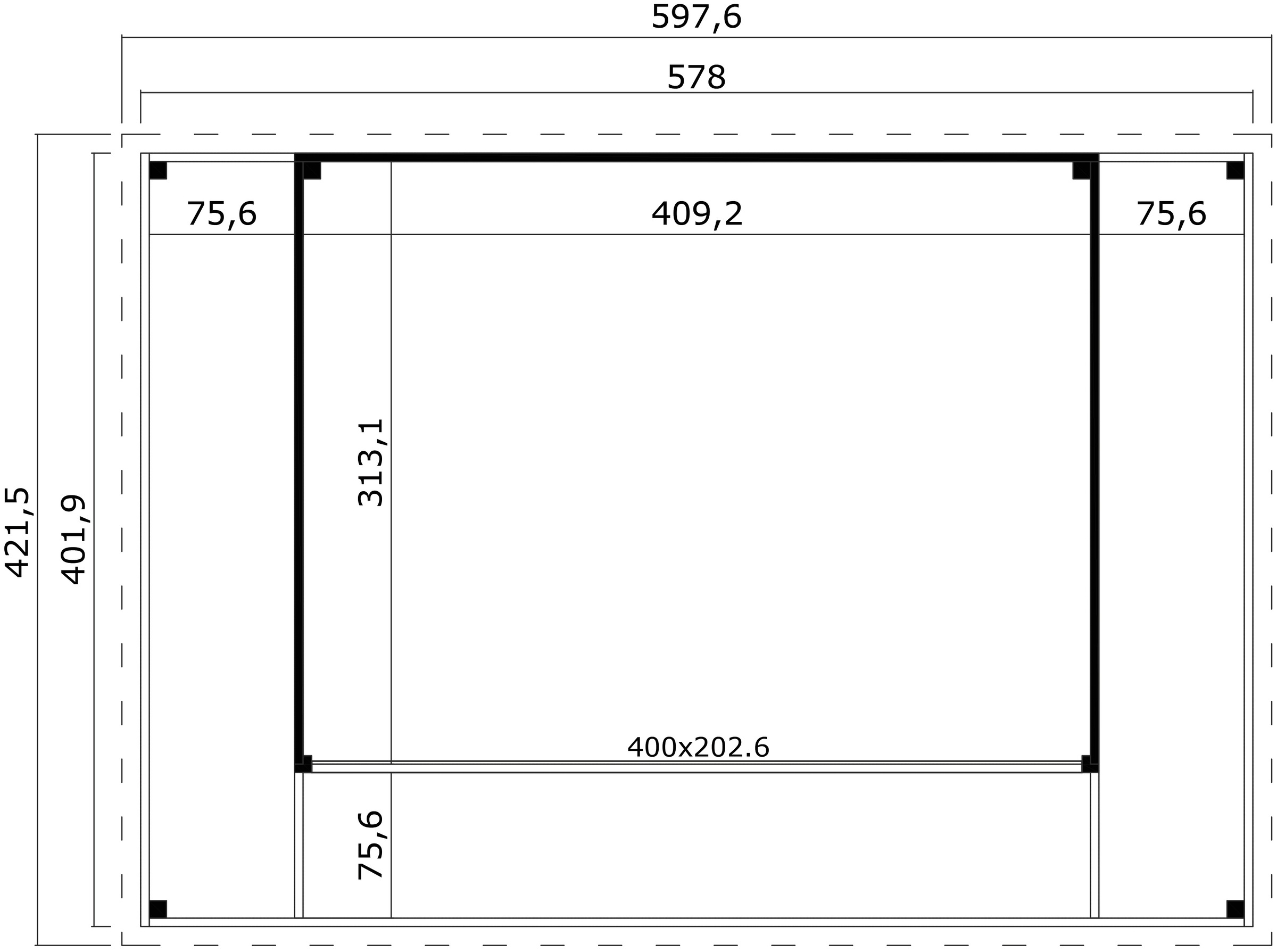 LASITA MAJA Gartenhaus »DOMEO 4 LOGGIA LICHTGRAU/ANTHRAZIT - NEU«, (Set), mit Überdachung, Fundamentmass 800+4180+800 x 800+3219, Lichtgrau