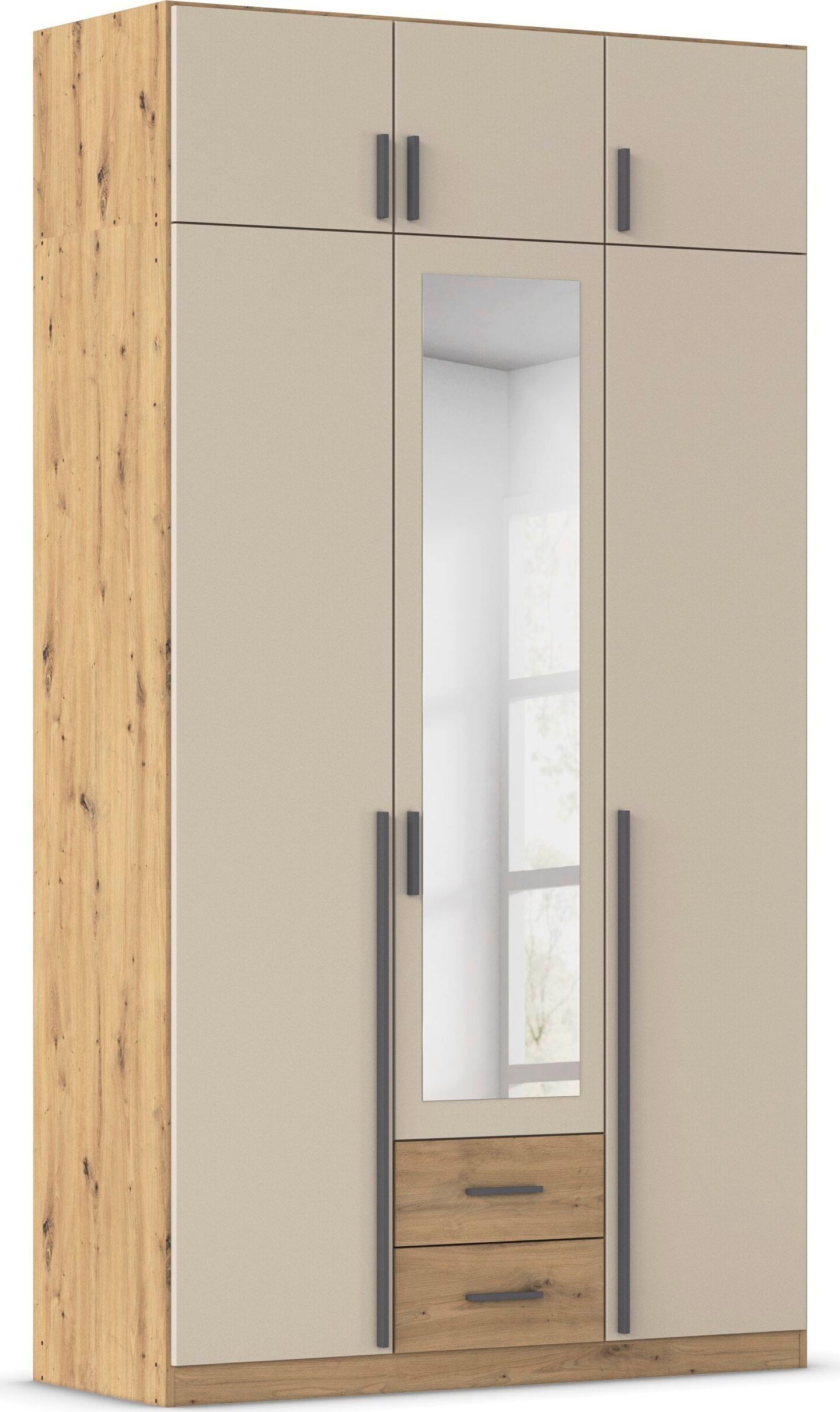 rauch Kleiderschrank "Schrank Garderobe Wäscheschrank GAMMA in 4 Breiten 91-226 cm" 3 verschiedene Ausstattungen BASIC/CLASSIC/PREMIUM (inkl. SOFT-CLOSE), mit Schubladen und Schrankaufsatz sowie Spiegel MADE IN GERMANY
