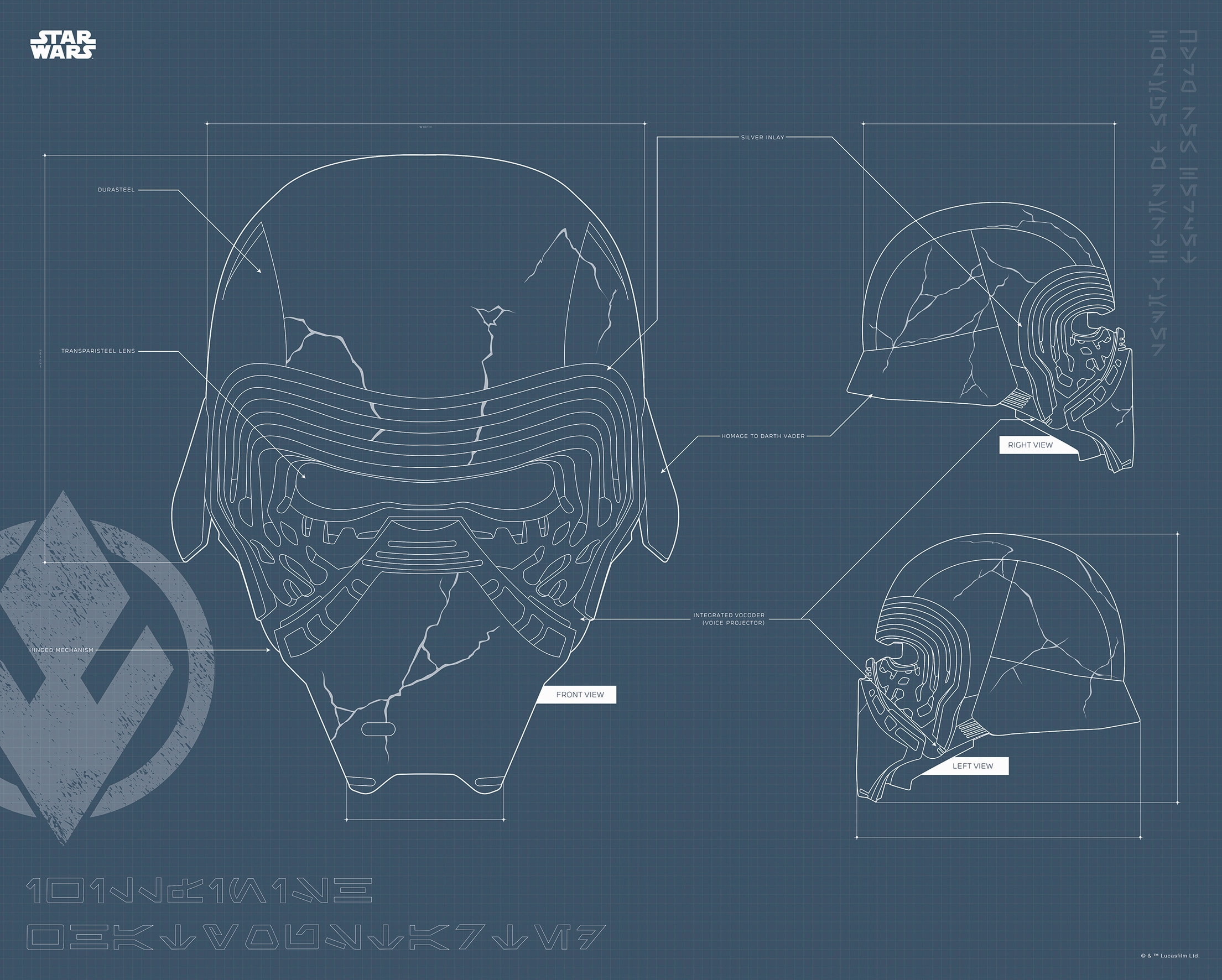 Komar Poster "Star Wars EP9 Blueprint Kylo Helmet", Star Wars, (1 St.), Kinderzimmer, Schlafzimmer, Wohnzimmer