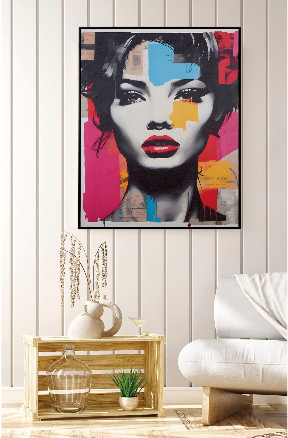 GILDE Bild mit Rahmen "Bild rechteckig Femme fatale mehrfarbig H. 102 cm", günstig online kaufen