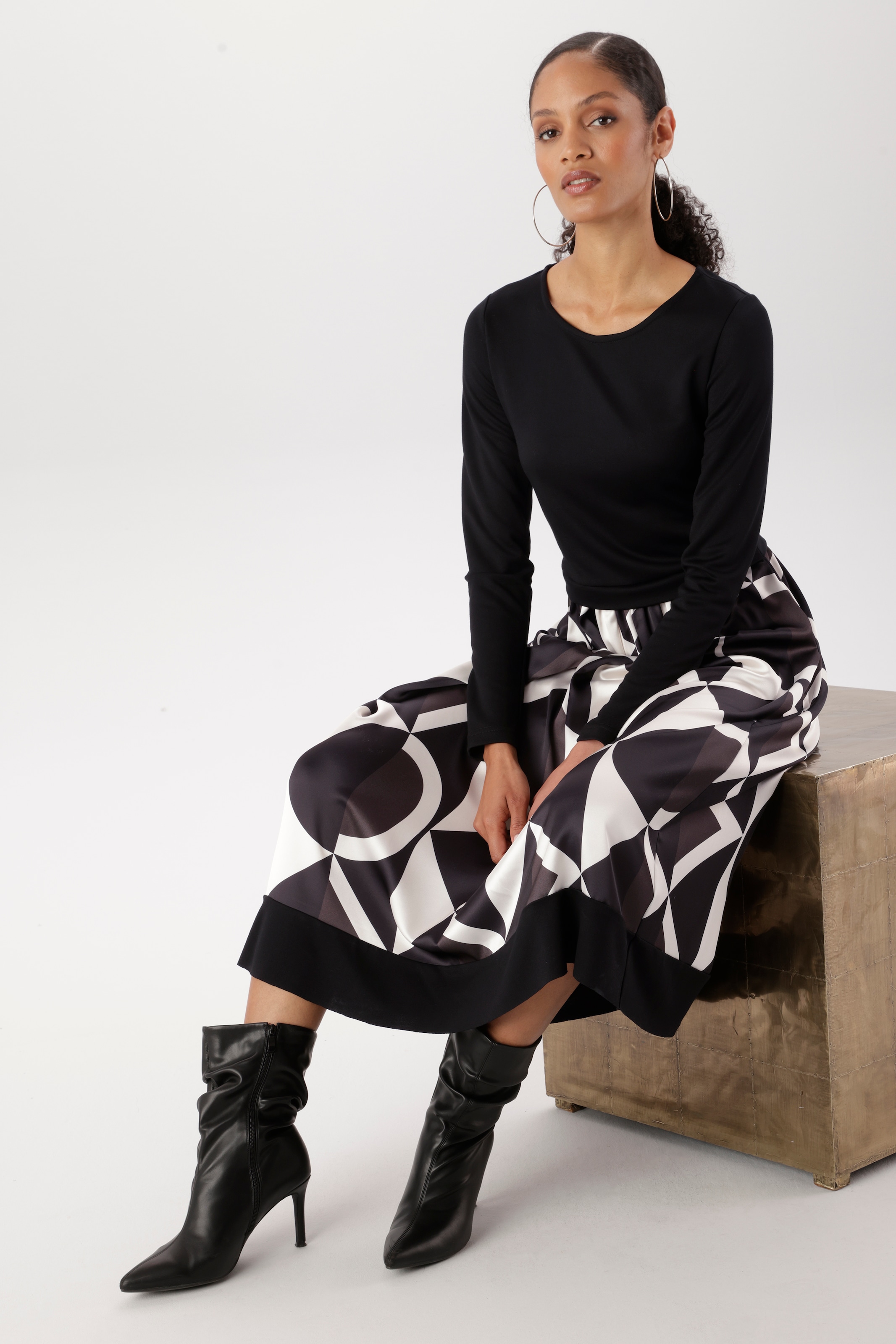 Aniston SELECTED Midikleid im Materialmix - NEUE KOLLEKTION