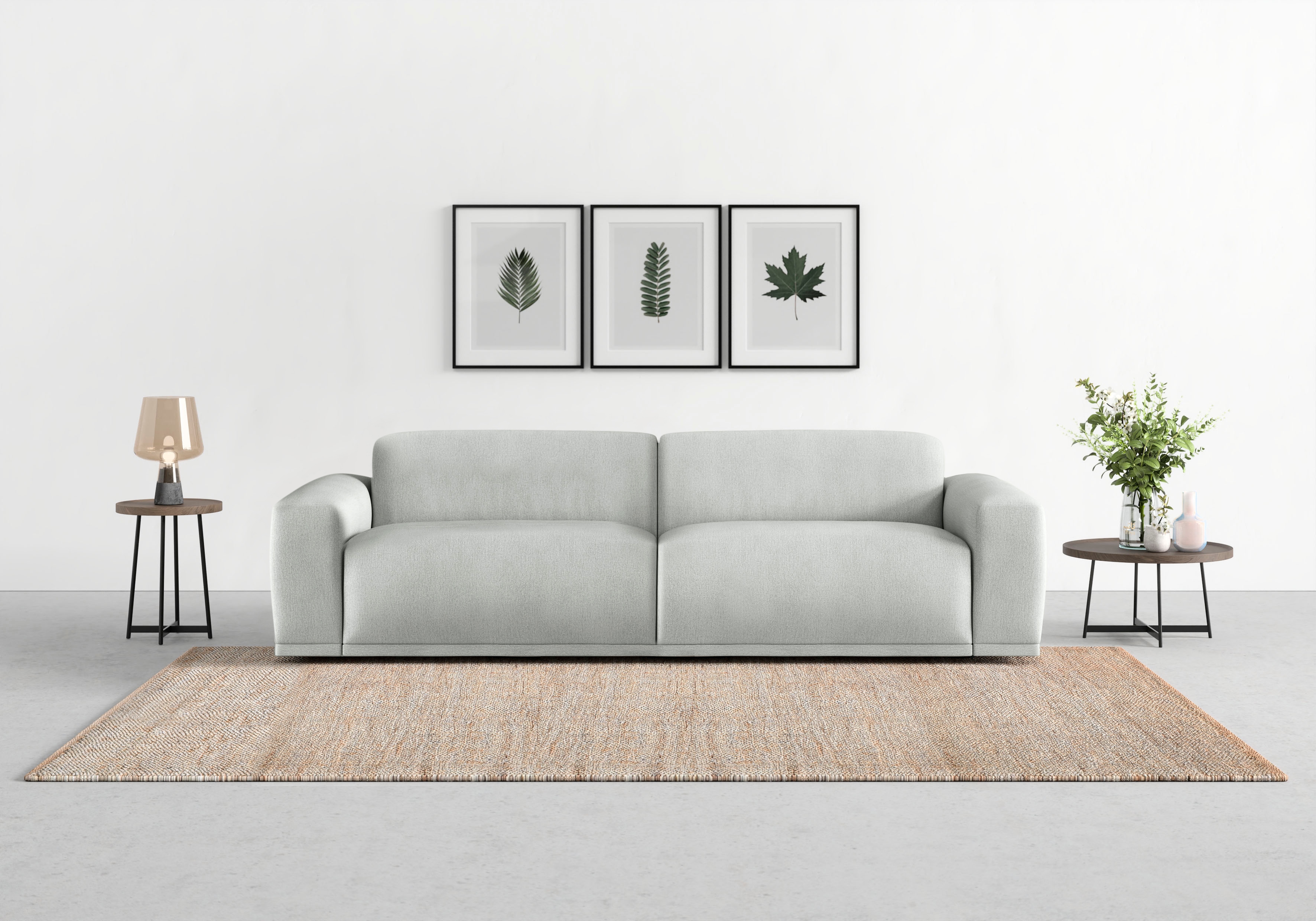 TRENDMANUFAKTUR Big-Sofa "Braga Japandi-Design, mit hochwertigem Kaltschaum, Megasofa, in Cord" modernes Big-Sofa, Couch mit hohem Sitzkomfort, 254/72/107 cm (B/H/T)
