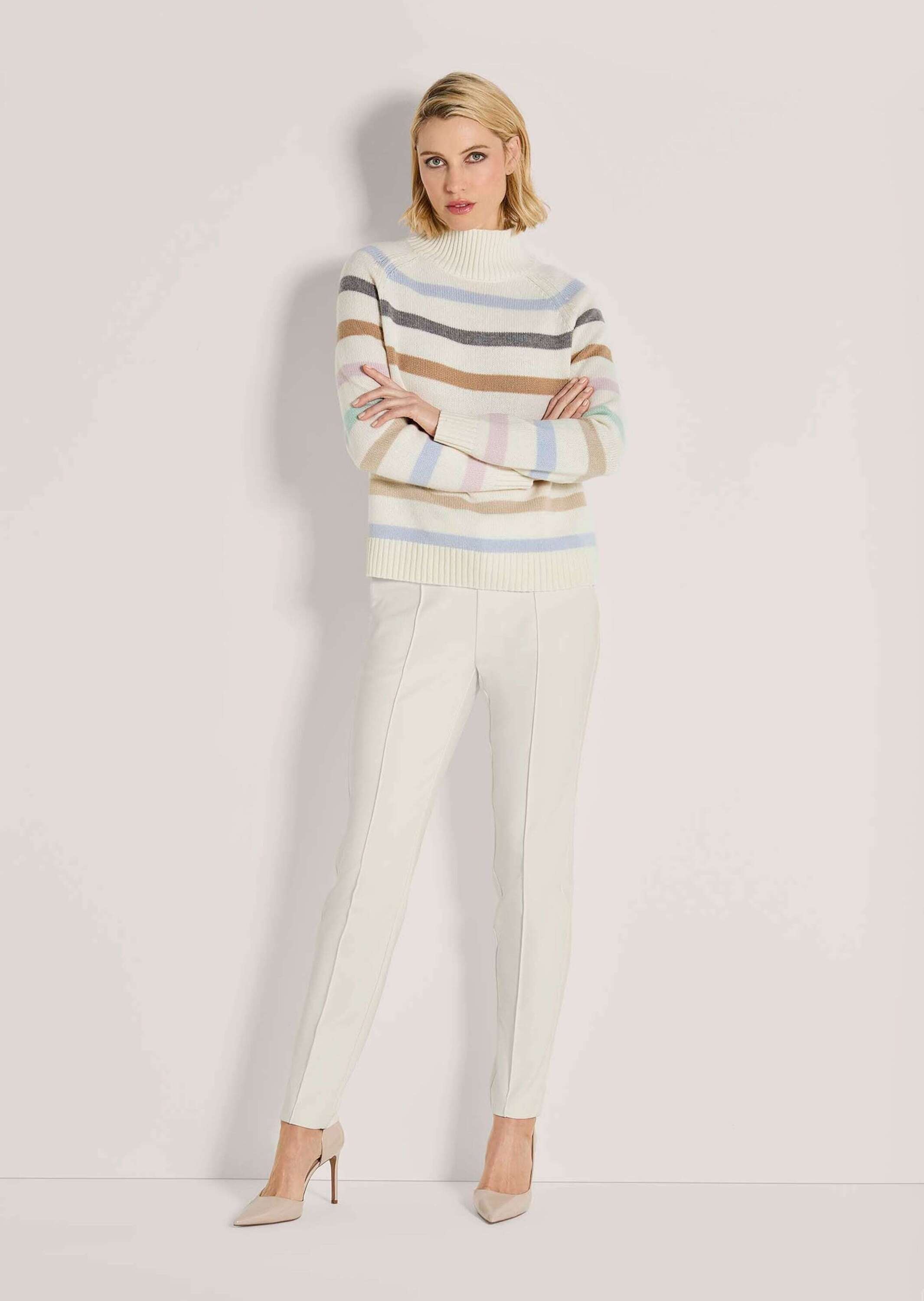 MADELEINE Stehkragenpullover "Strickpullover Wollpullover im Streifen-Look" günstig online kaufen