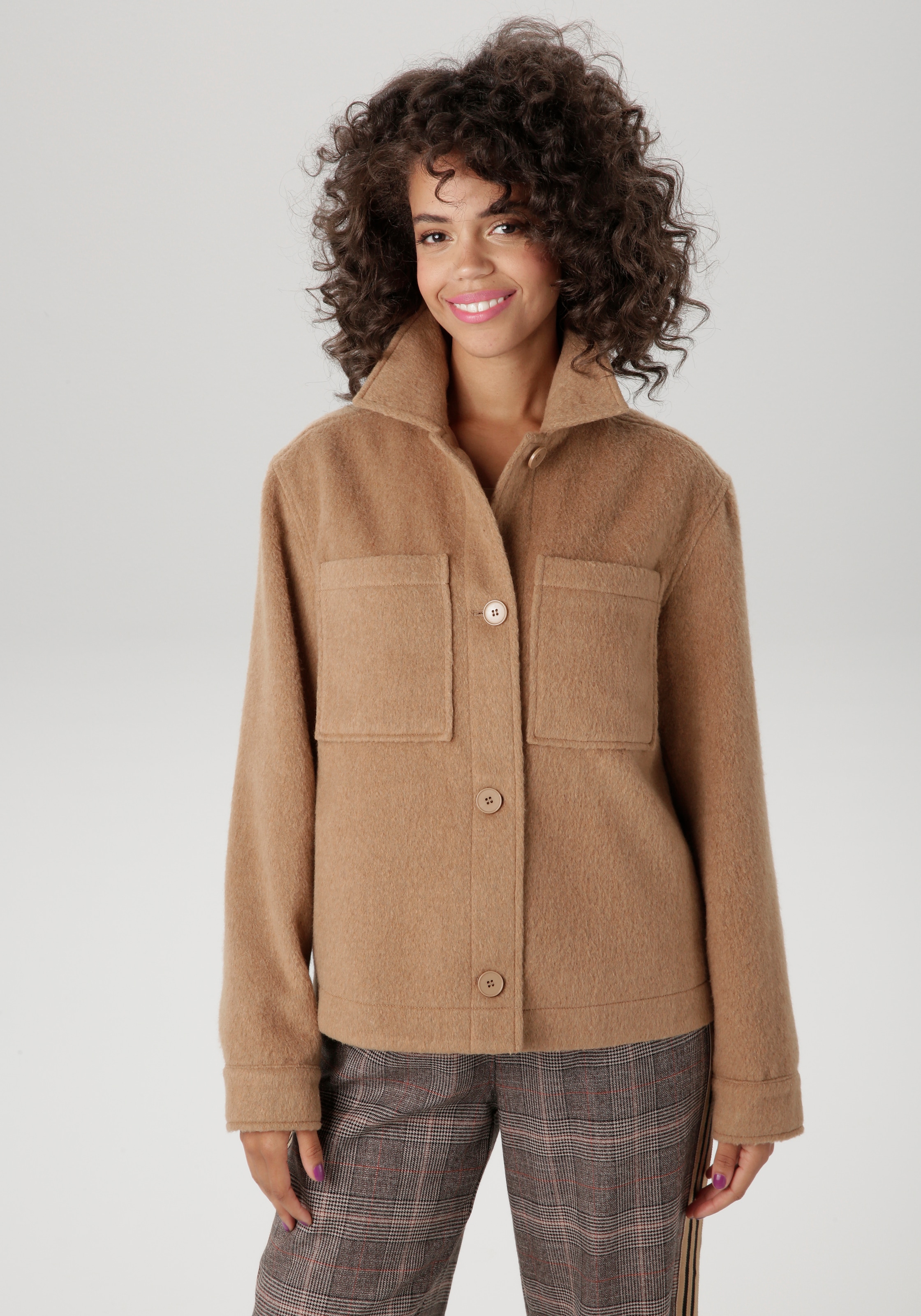 Aniston CASUAL Fleecejacke mit tonigen Knöpfen zu schließen günstig online kaufen