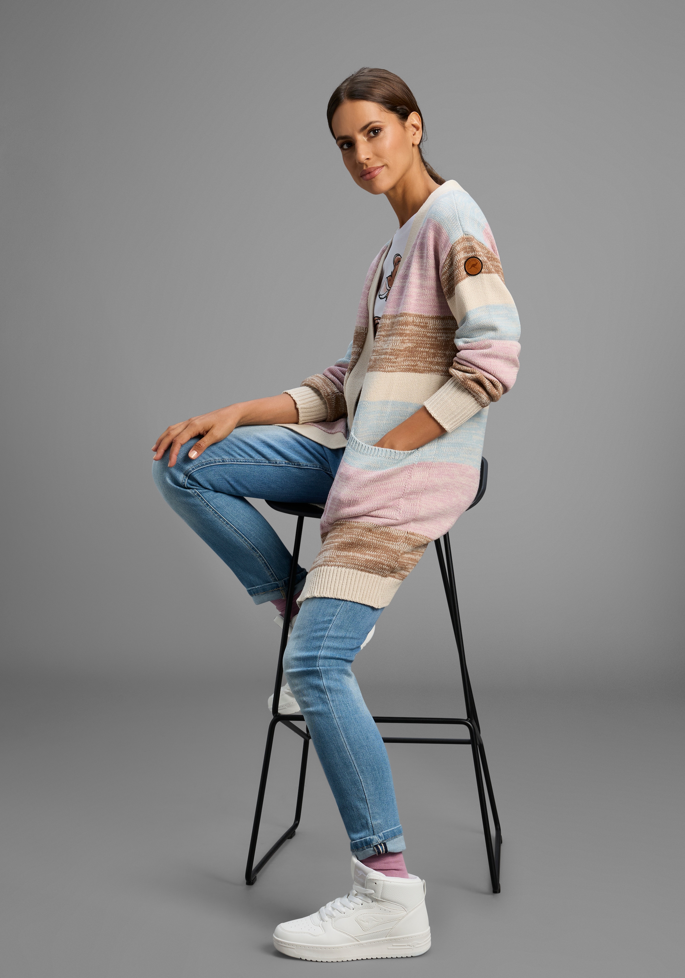 KangaROOS Strickjacke, in offener Long-Form