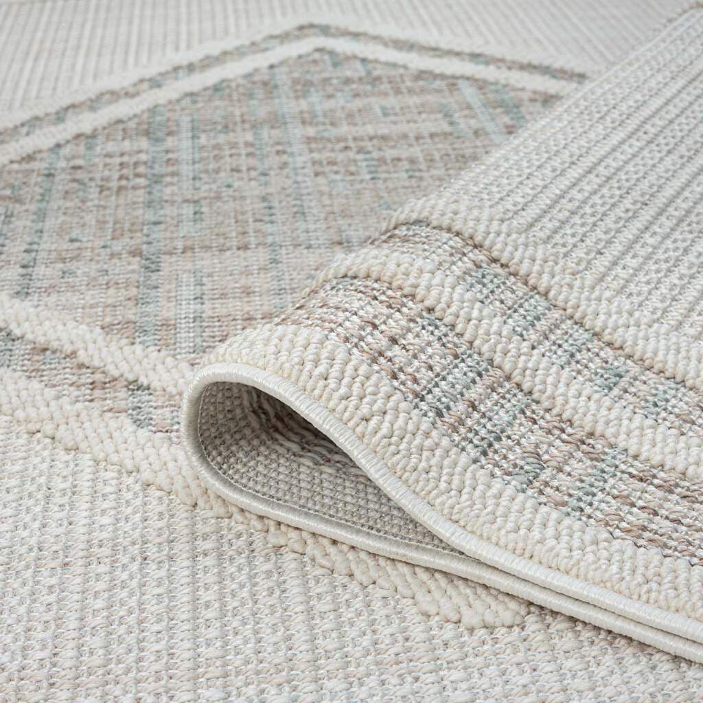 Carpet City Teppich »LINDO 8853«, rechteckig, 11 mm Höhe, Kurzflor, Hochtief-Muster/ 3D-Effekt, Fransen, Boho-Stil, Wohnzimmer