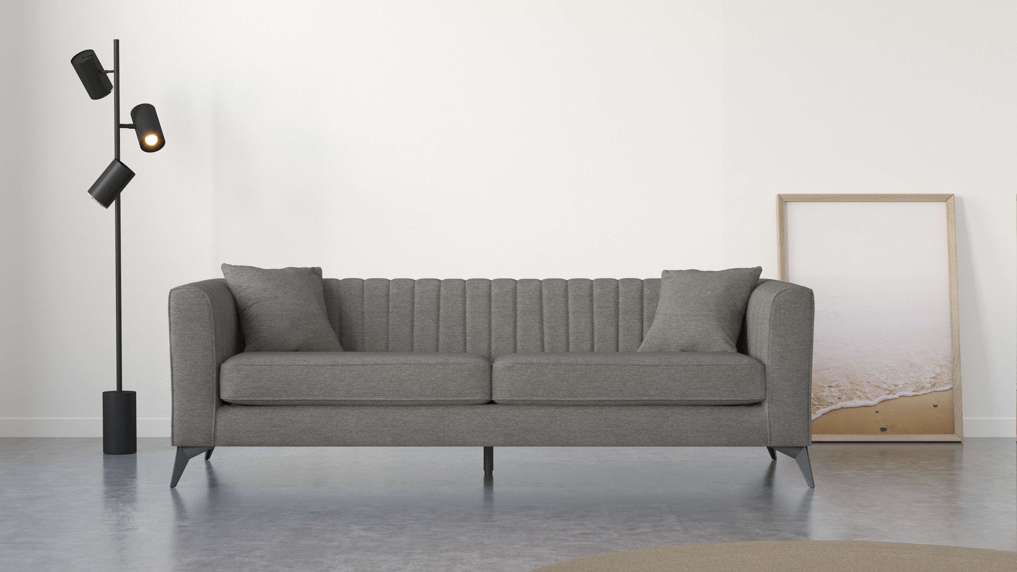Places of Style 4-Sitzer »MATTHEW elegantes Designsofa, Maße B/T/H: 231/86/74 cm«, XXL, Steppung im Rücken, lose Sitzkissen, incl 2. Zierkissen