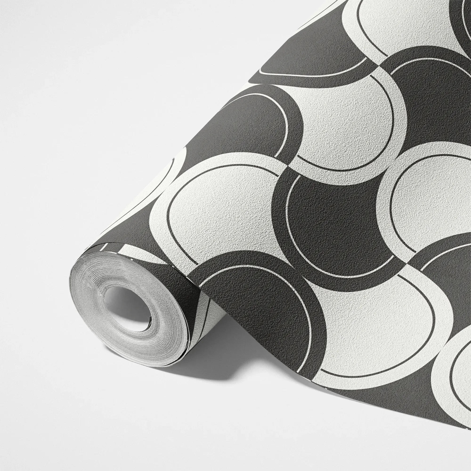 living walls »LIMITED – Retro Kreise« Retro | Schwarz-Weiß | geometrisch leicht strukturiert Kontrastreiche Kreise und Bögen im grafischen Seventies-Stil