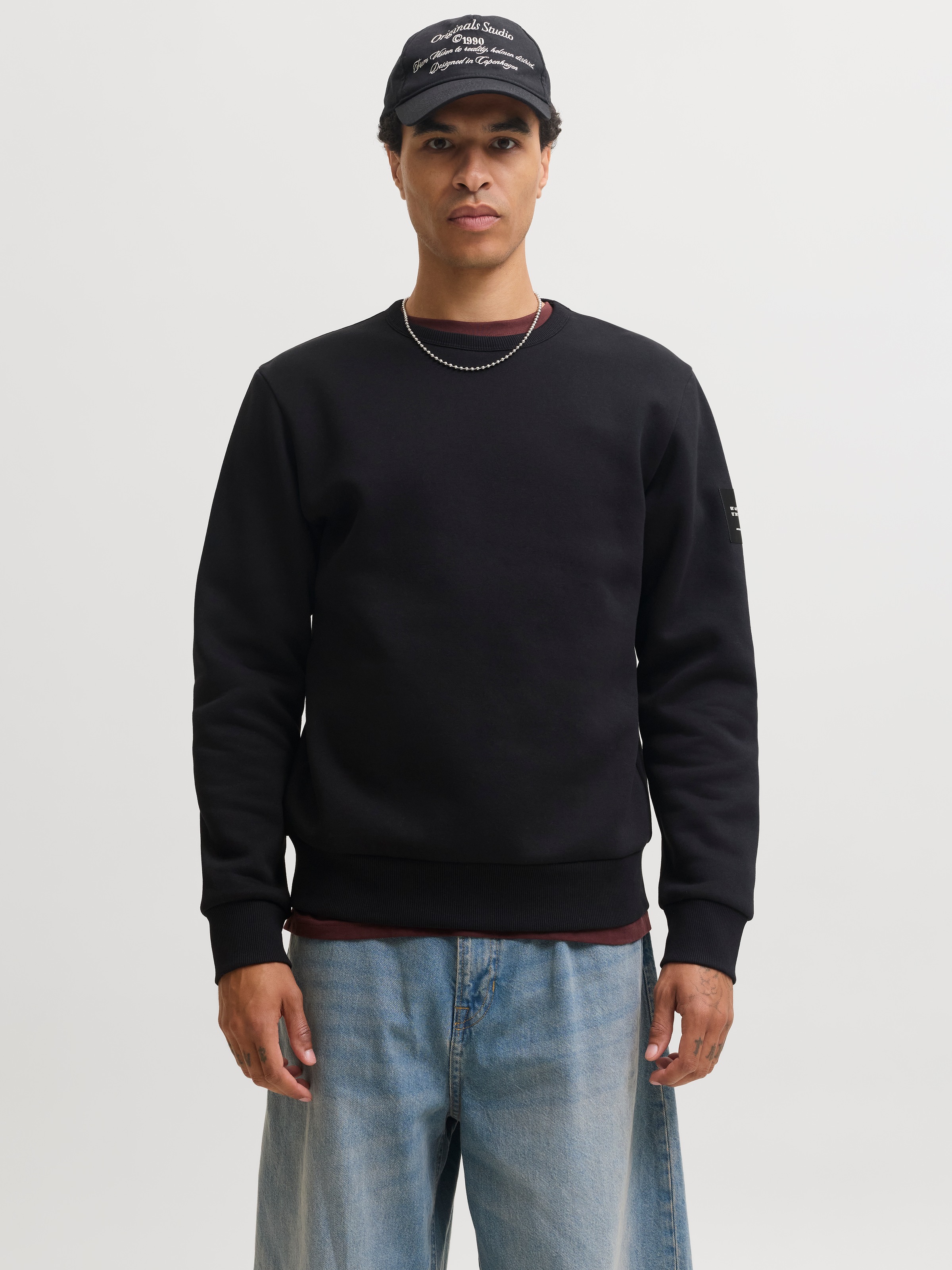 Jack & Jones Sweatshirt "JJCLEVELAND SWEAT CREW NECK", Materialmix, regular fit
