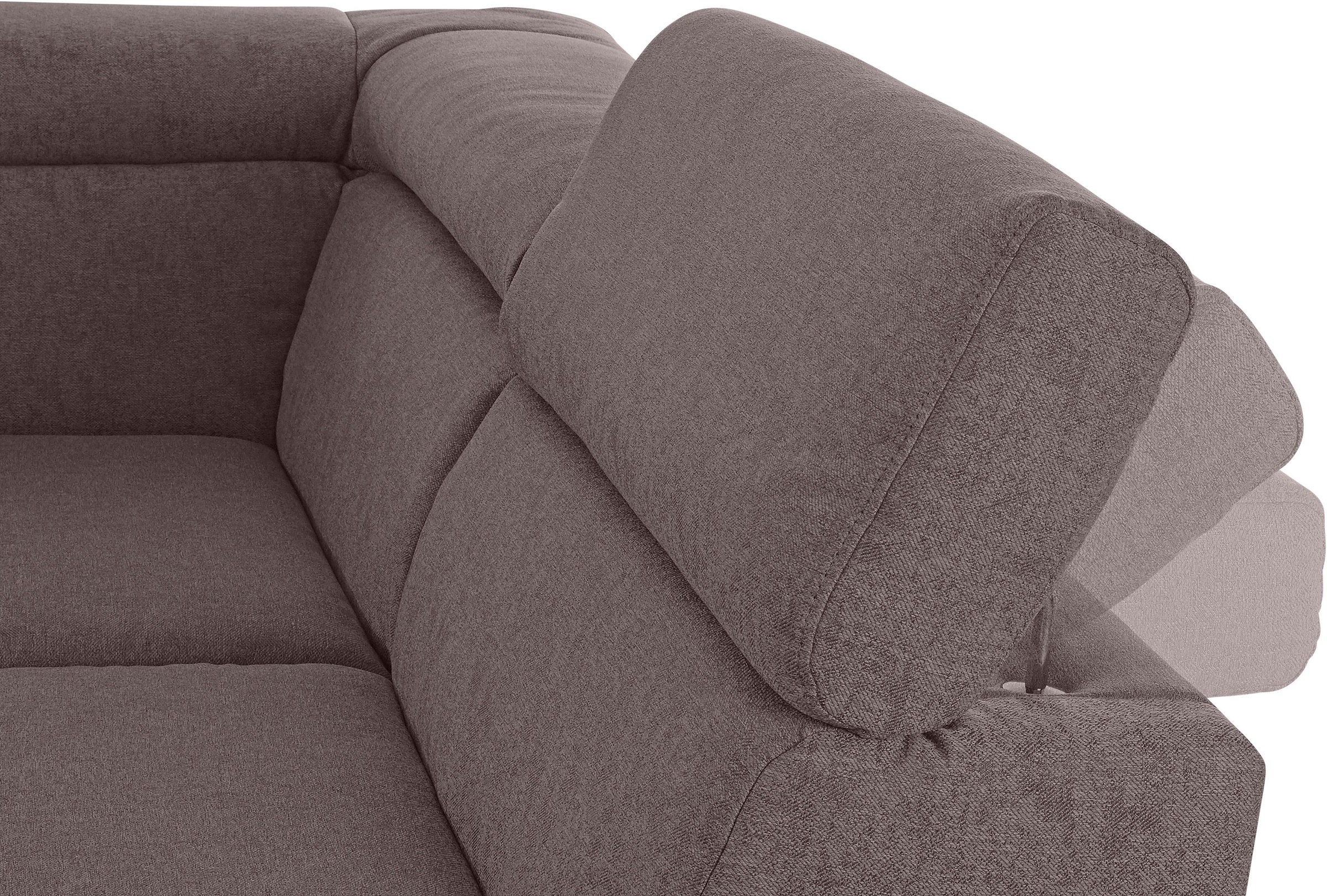 DOMO collection Wohnlandschaft »Mira, inklusive Kopfteilverstellung für mehr Wohlfühlkomfort, U-Form«, wahlweise mit Bettfunktion und Bettkasten, elegant und modern