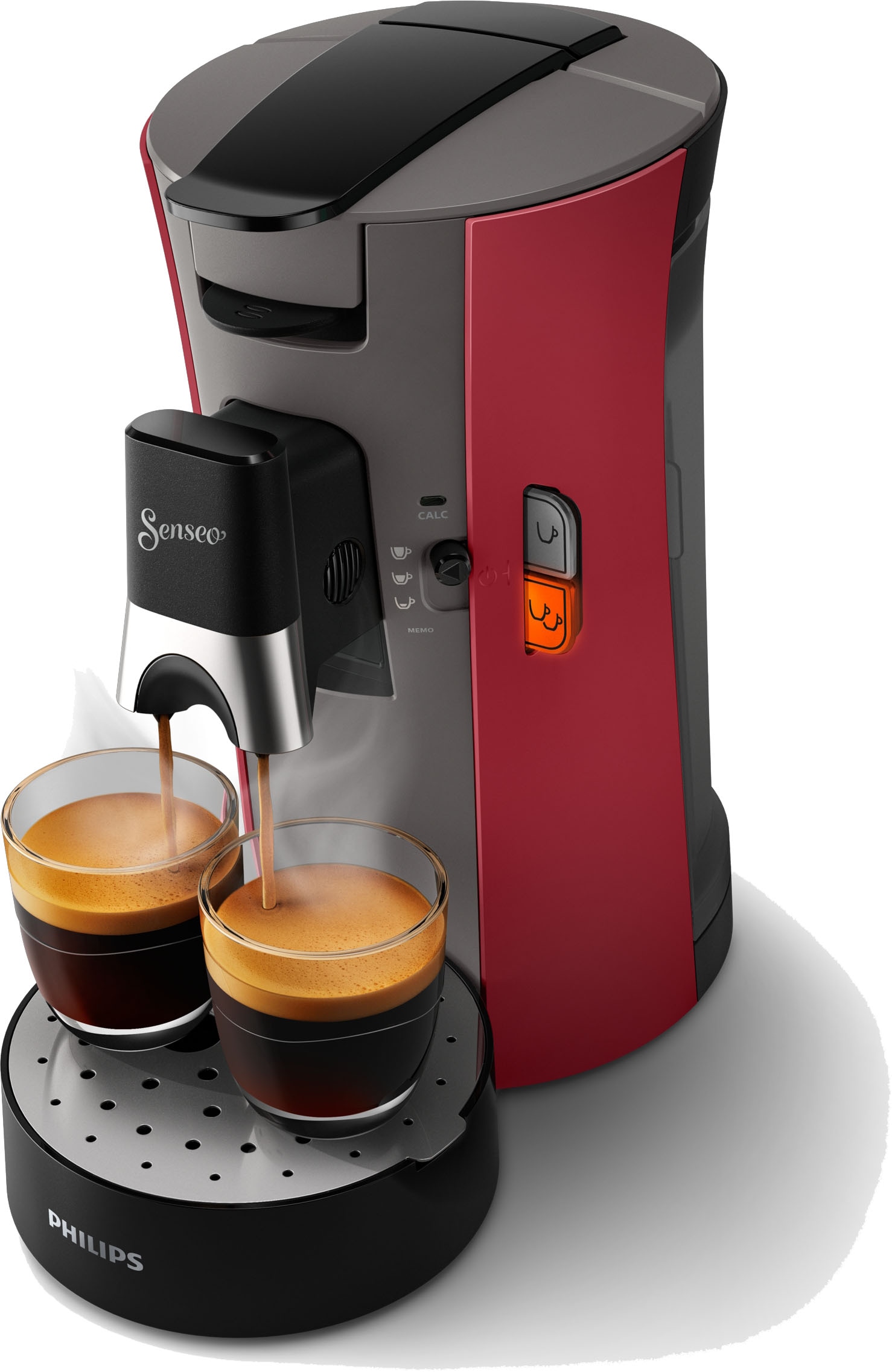 Philips Senseo Kaffeepadmaschine »Select CSA240/90«, aus 21% recyceltem  Plastik und mit 3 Kaffeespezialitäten, dunkelrot | BAUR