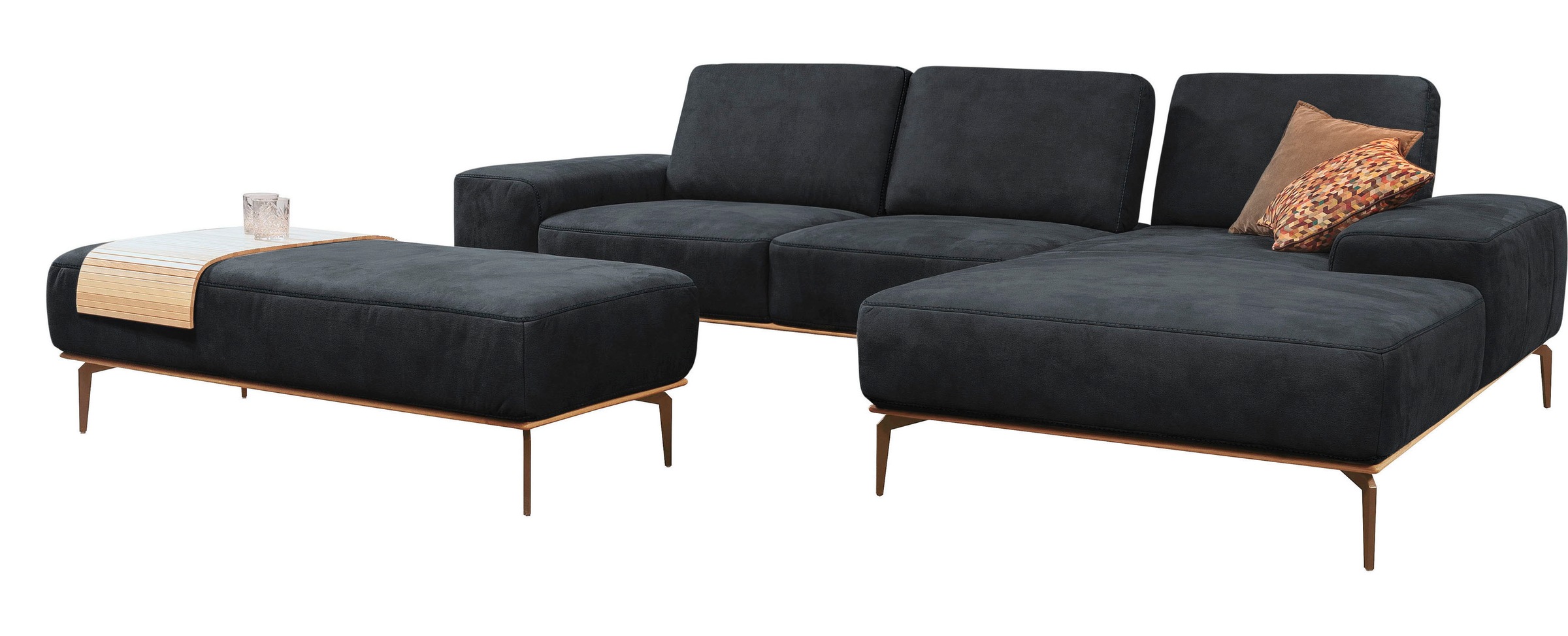 Thumbnail - W.SCHILLIG Ecksofa "run, Designsofa mit tollem Sitzkomfort, bequem, L-Form" mit Holzsockel, Füße in Bronze pulverbeschic...