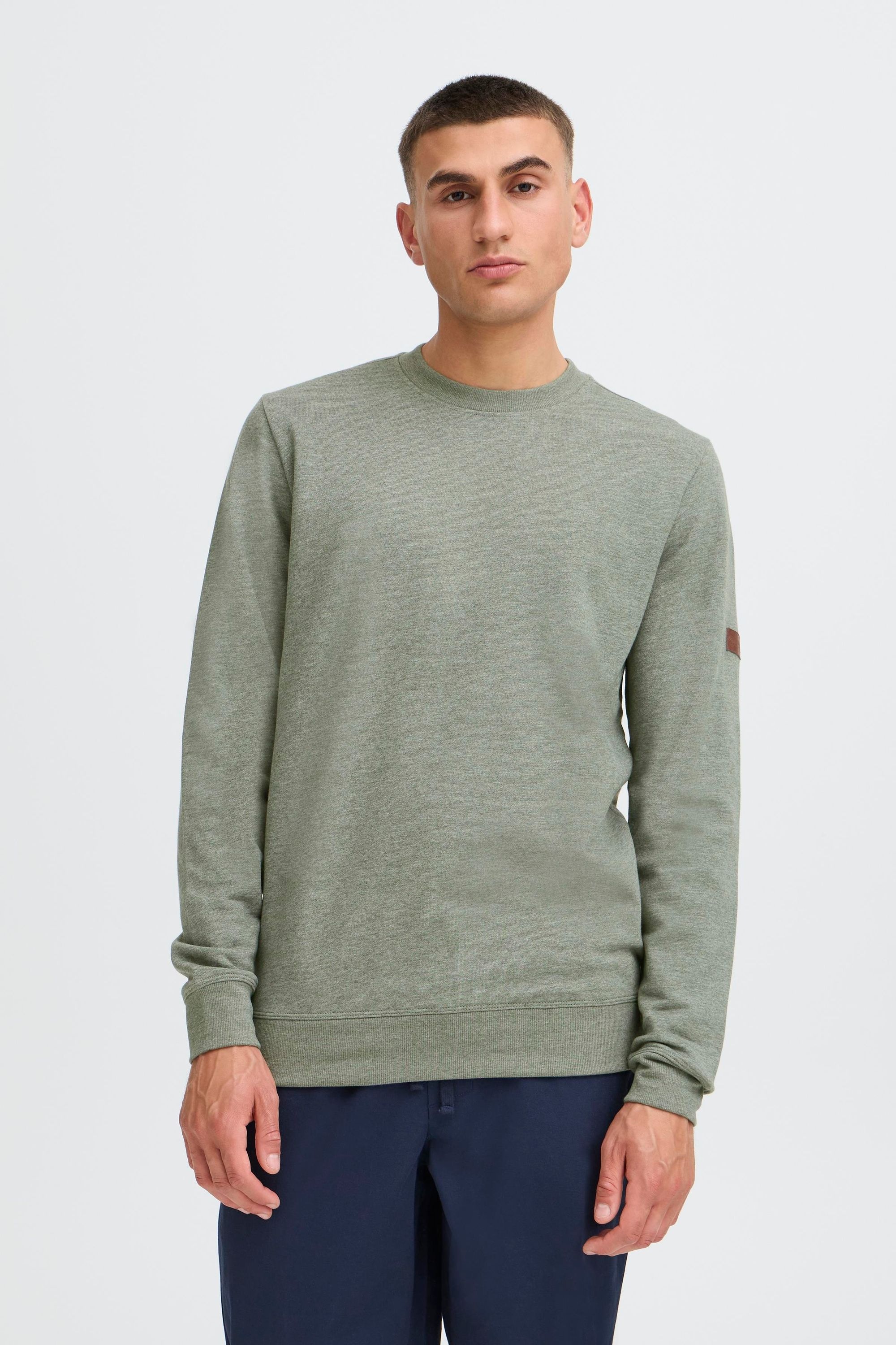 !solid Longpullover SOLID "Sweater SDSIMSA", Herren, Gr. XL, grün (climbing ivy melange), Obermaterial: 65% Polyester PES. 35% Baumwolle CO., Pullover Longpullover 2