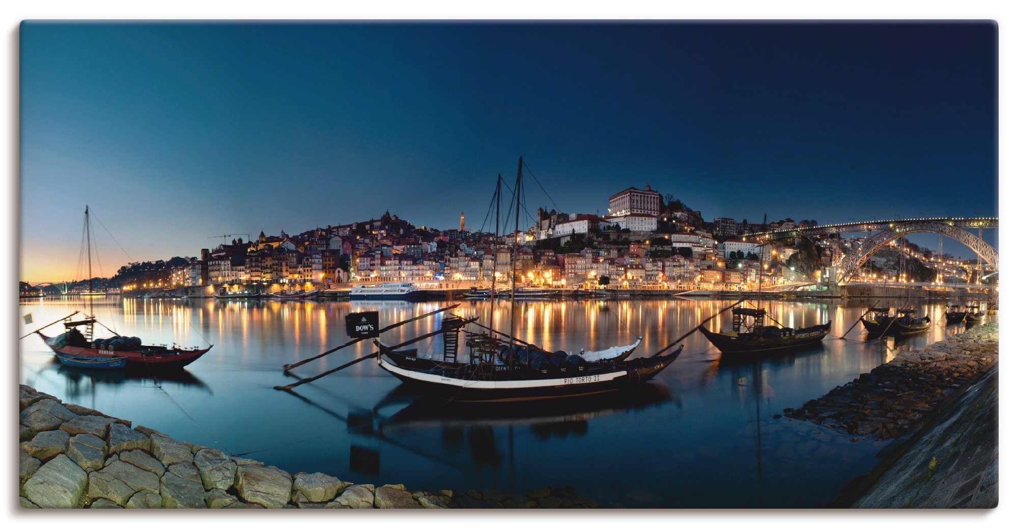 Artland Leinwandbild "Porto - Nachtpanorama", Europa, (1 St.), auf Keilrahmen gespannt