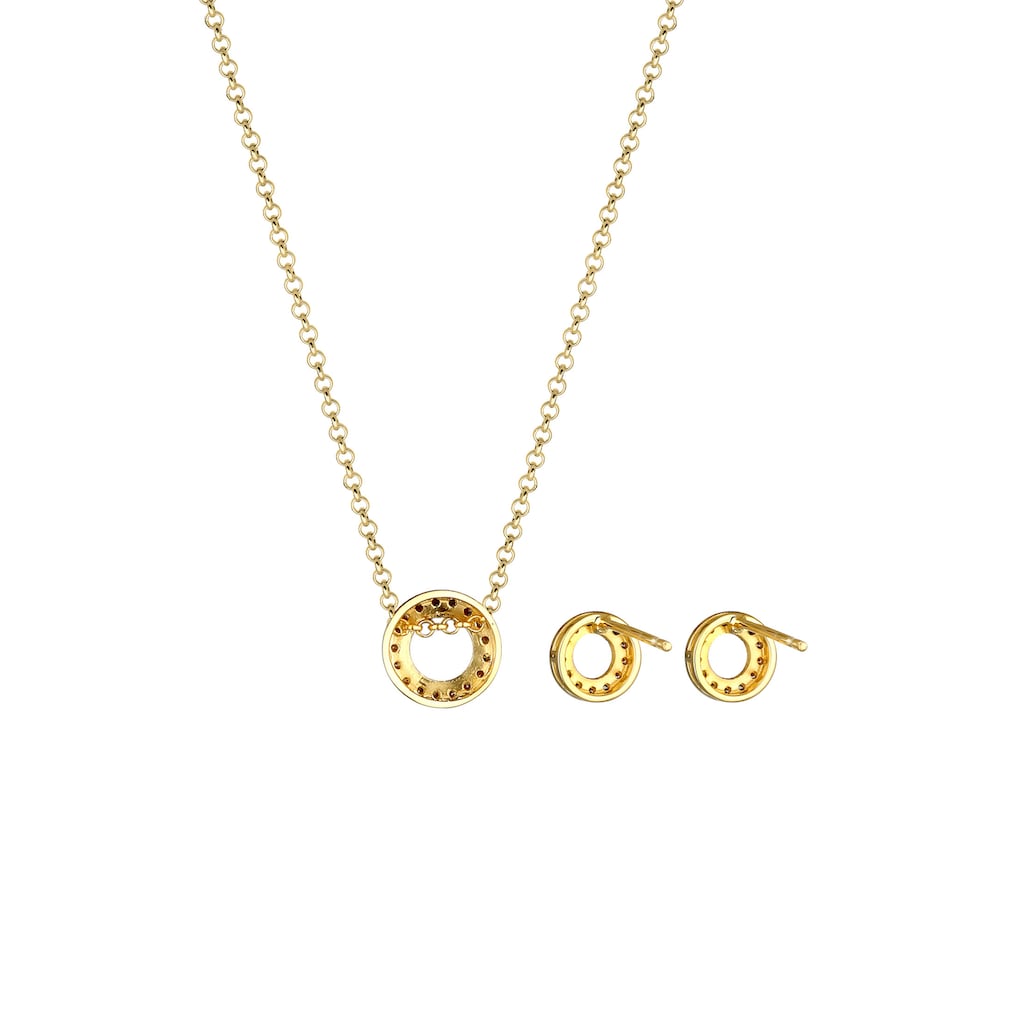 Elli DIAMONDS Schmuckset »Kette Ohrstecker Diamant(0.215 ct.)375 Gelbgold«