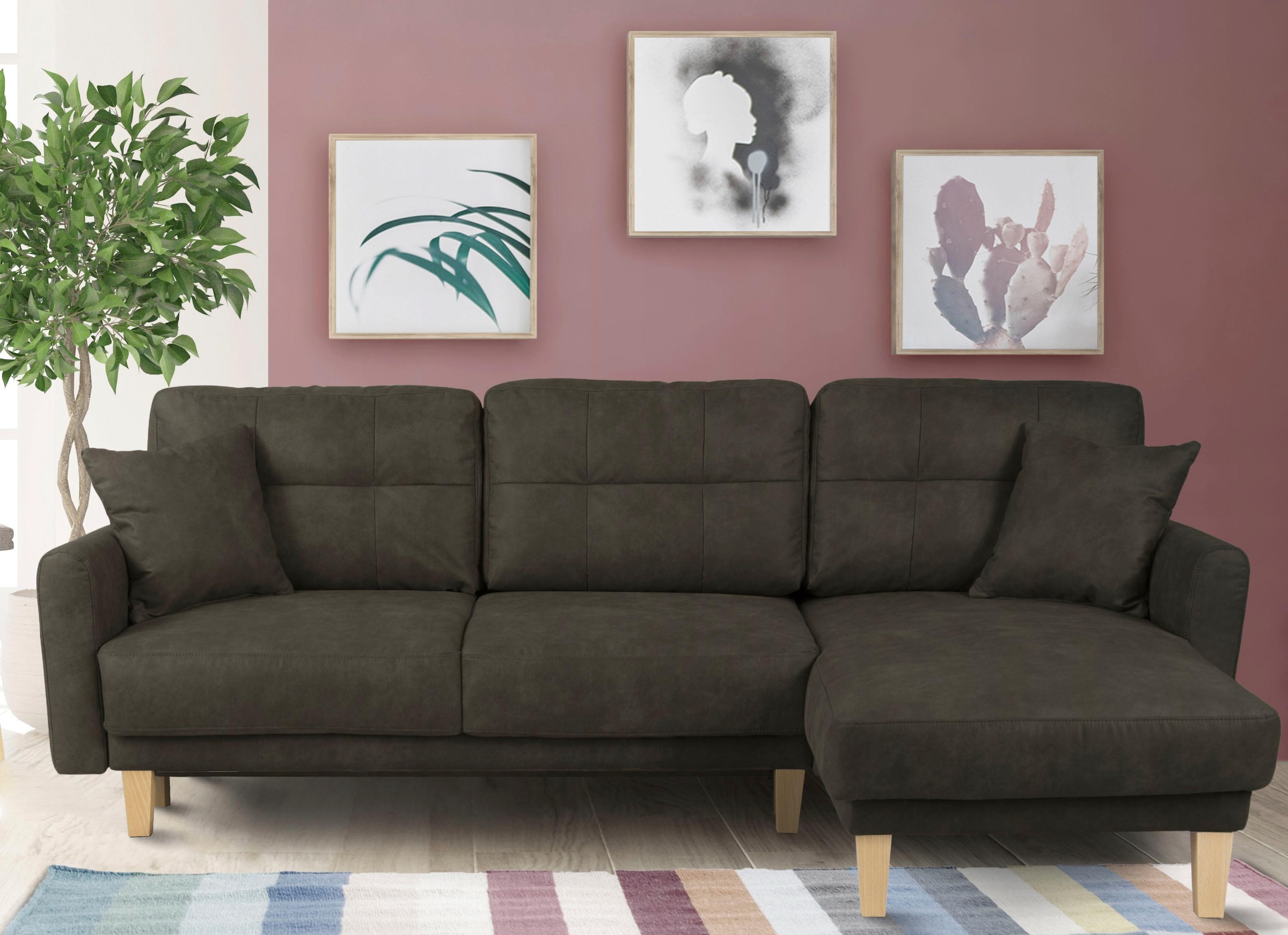 Home affaire Ecksofa "Triplo, Zierkissen, Schlaffunktion, B/T/H: 234/164/89 günstig online kaufen