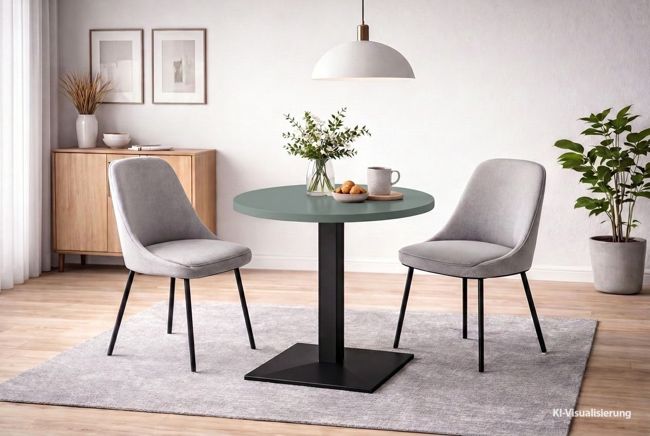 Mäusbacher "Big Bistro Metall" Quadrat-Säulengestell, eckige Platte Ø 70 cm H 75 cm
