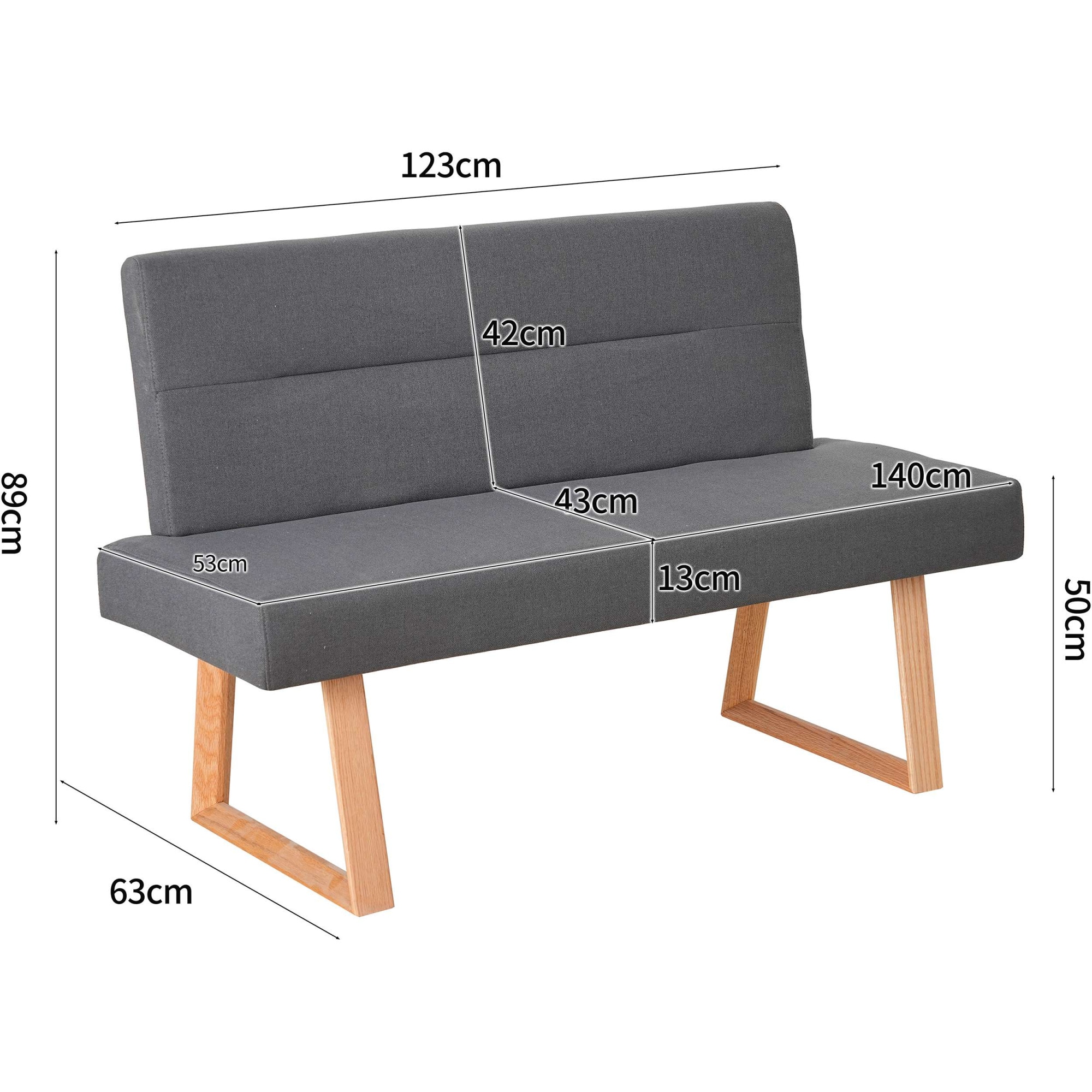 OTTO home Essbank »Mellio« Beine aus massiver Eiche, pflegeleichtem Webstoff Bezug, Breite 140 cm
