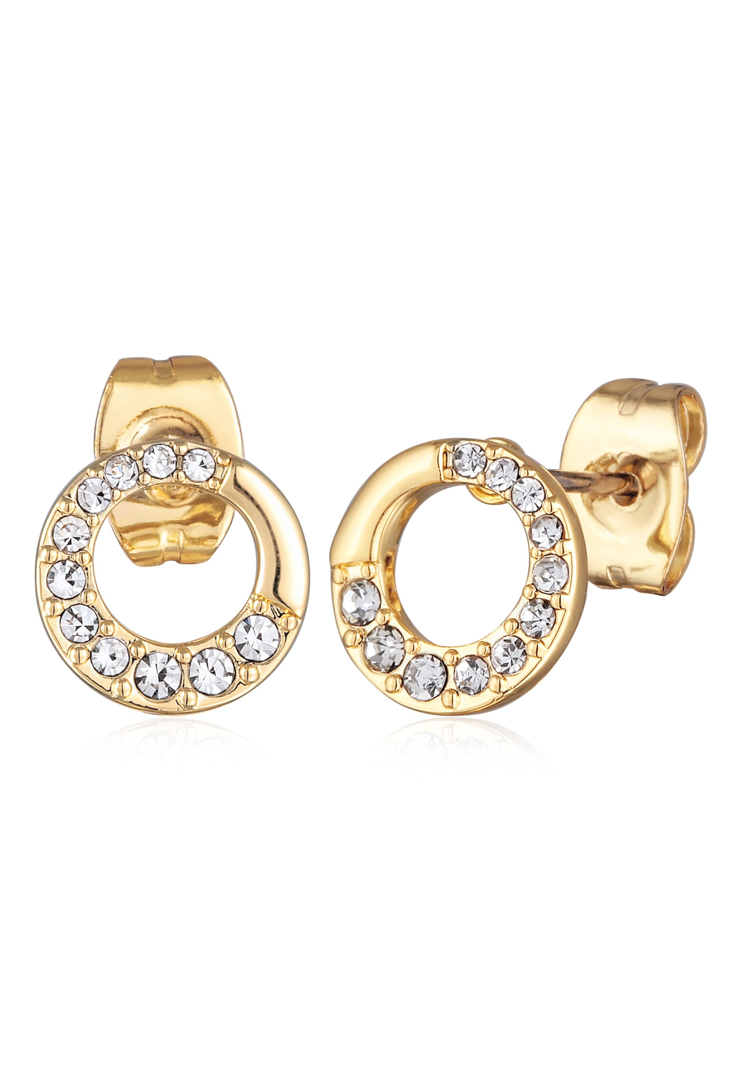 "Paar Ohrstecker ELLI ""Ohrringe Ohrstecker Damen Kreis Kristalle Elegant Goldfarben"", gold, Ohrringe, Damen, mit Stein, Messing"