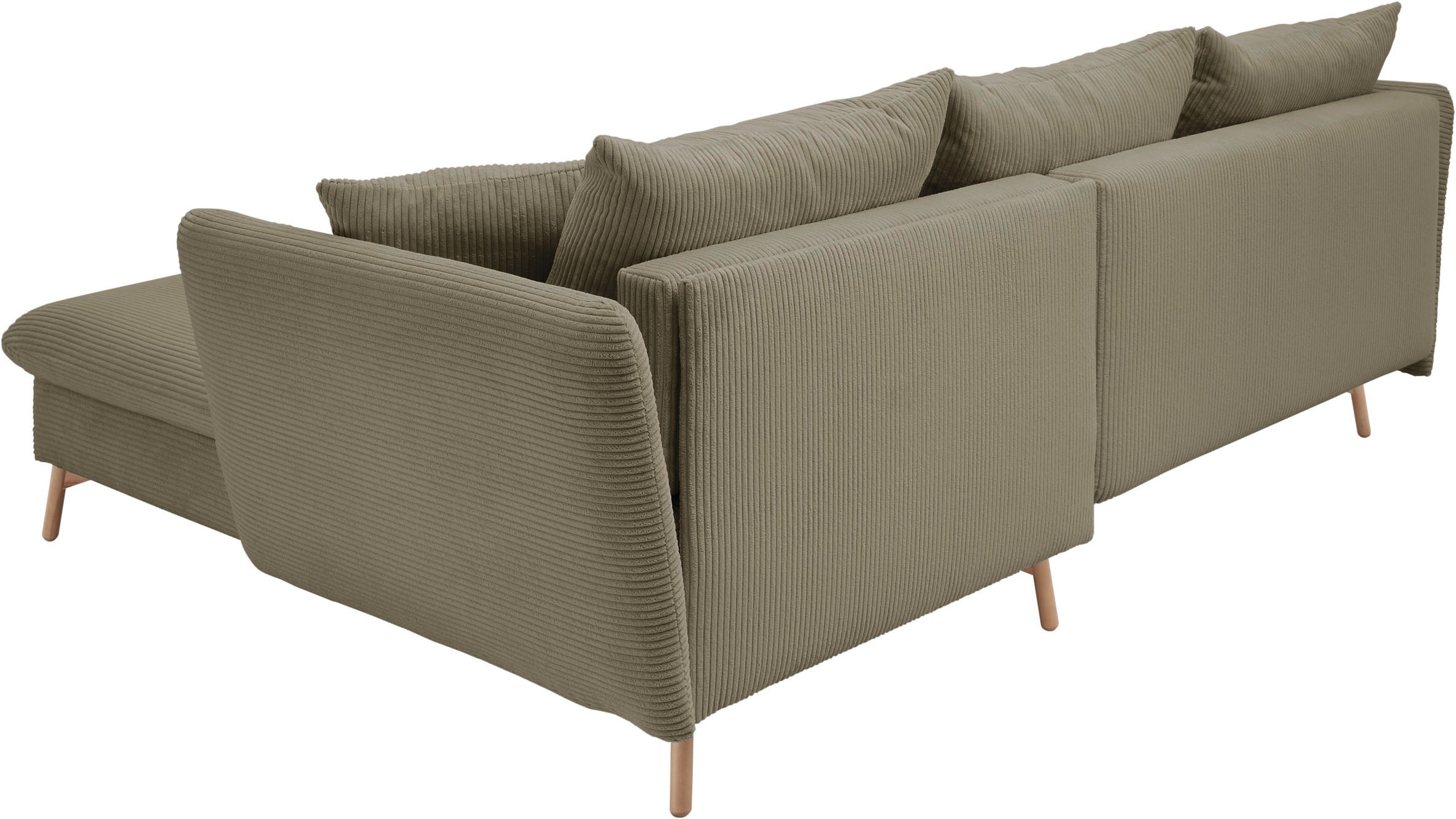 andas Ecksofa »MERLE, 258 cm, L-Form, traumhafter Cord,«, mit Bettfunktion und Bettkasten, Liegefläche 224 x 139