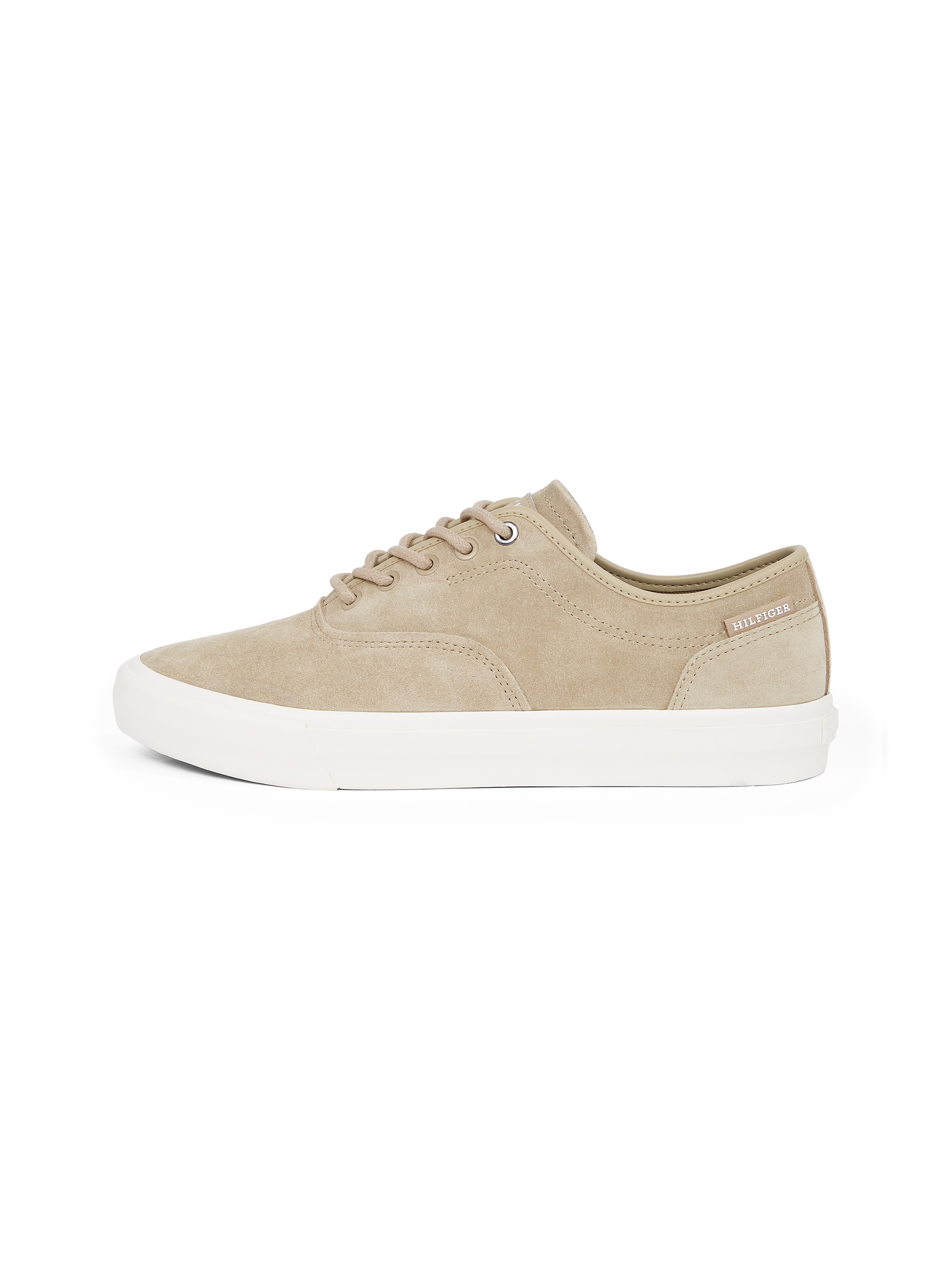 Tommy Hilfiger Sneaker »TH HI VULC LOW OXFORD SUEDE«, Freizeitschuh, Halbschuh, Schnürschuh mit Label an der Ferse